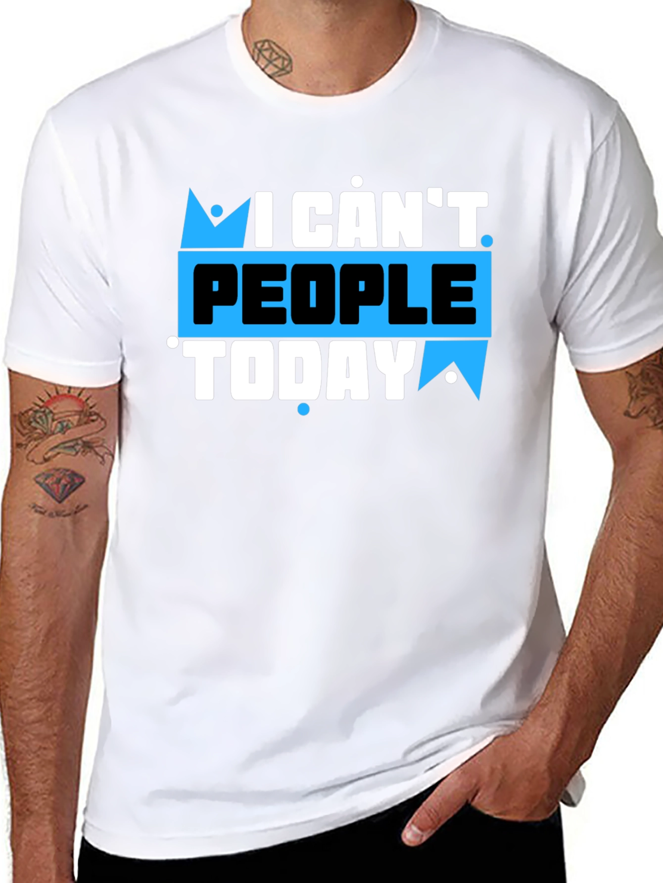 Black I Can't People Today Graphic T-Shirt view 8
