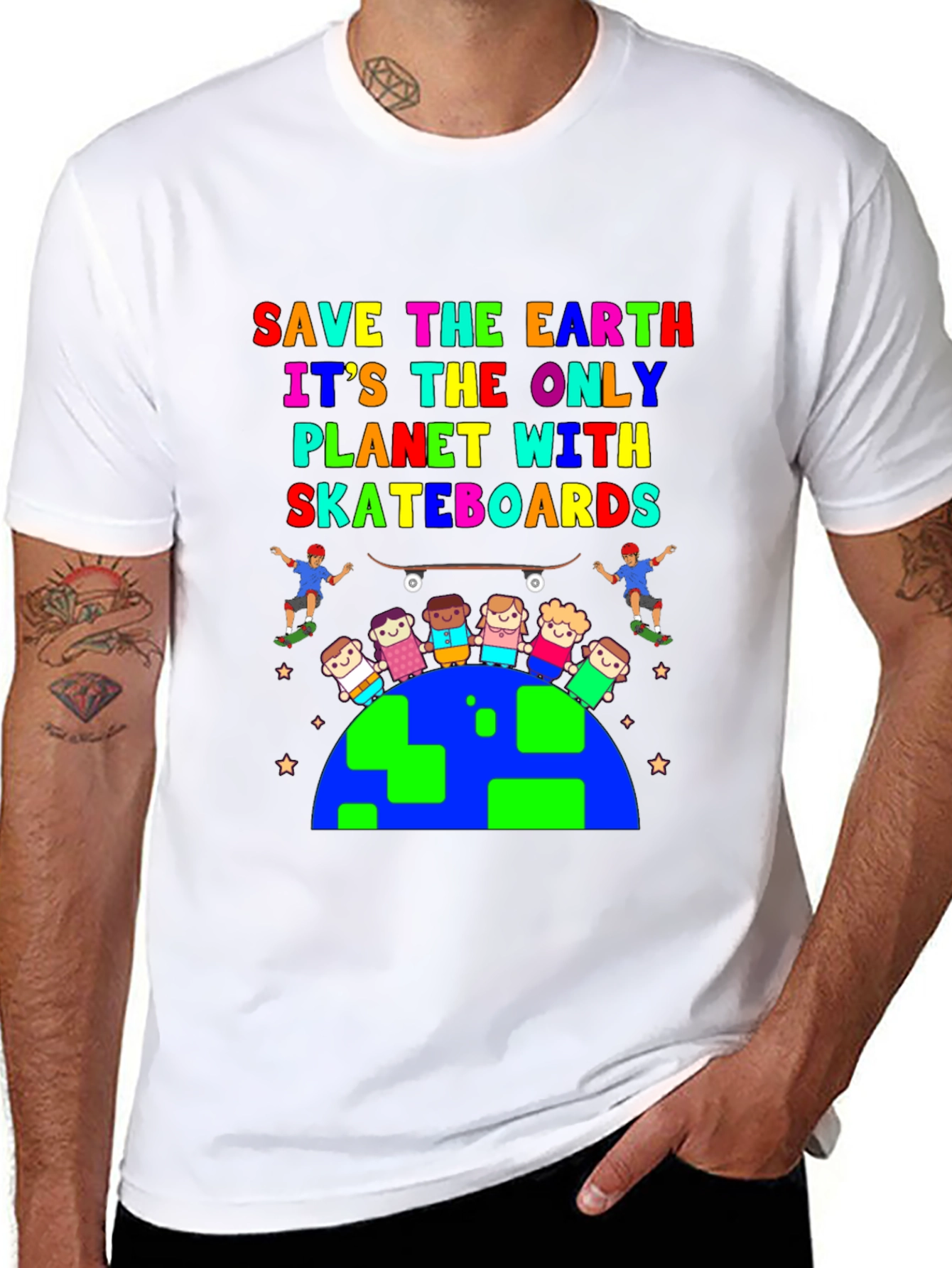 Black Save the Earth Skateboard T-Shirt view 8