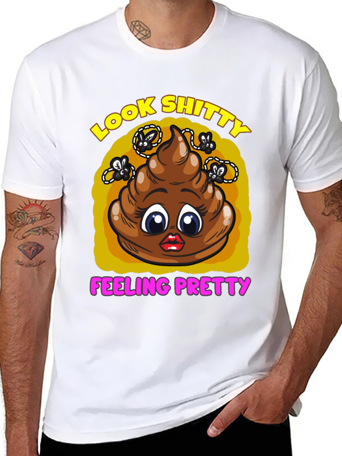Black Funny "Look Shitty Feeling Pretty" Graphic Tee view 8