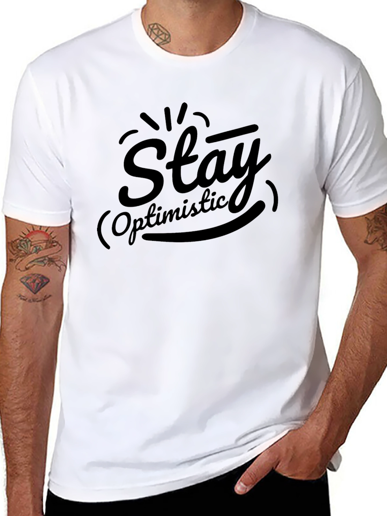 Black Stay Optimistic Black Graphic Tee view 8