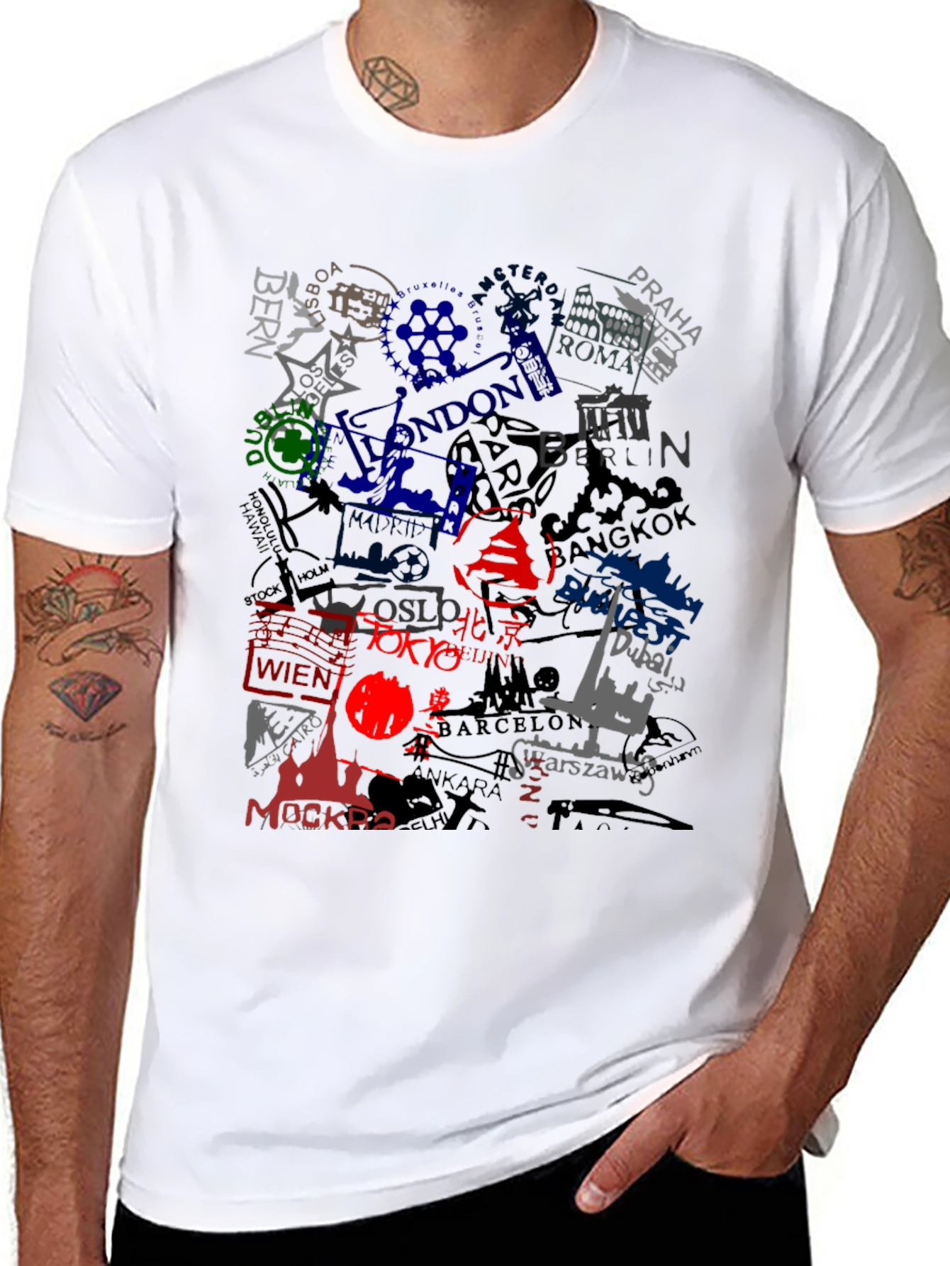 Black World Cities Graphic Print Black T-Shirt view 8