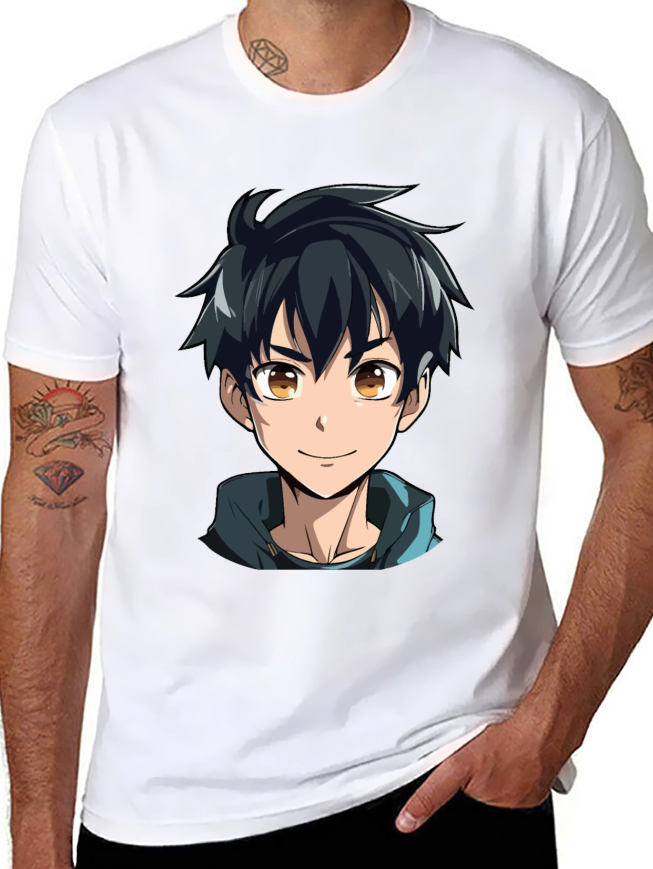 Black Anime Boy Graphic Black T-Shirt view 8