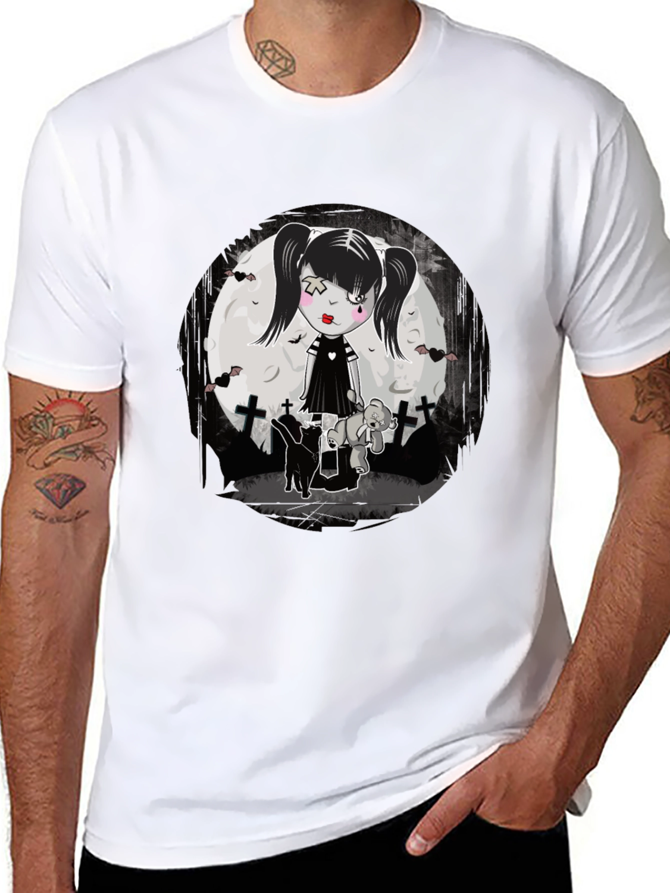 Black Gothic Girl T-Shirt - Emo Style view 8