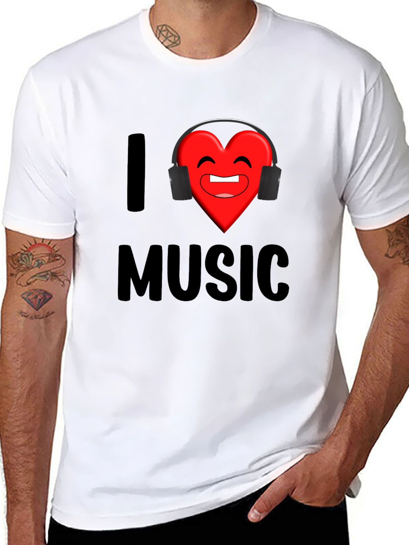 Black I Heart Music Graphic Print T-Shirt view 8