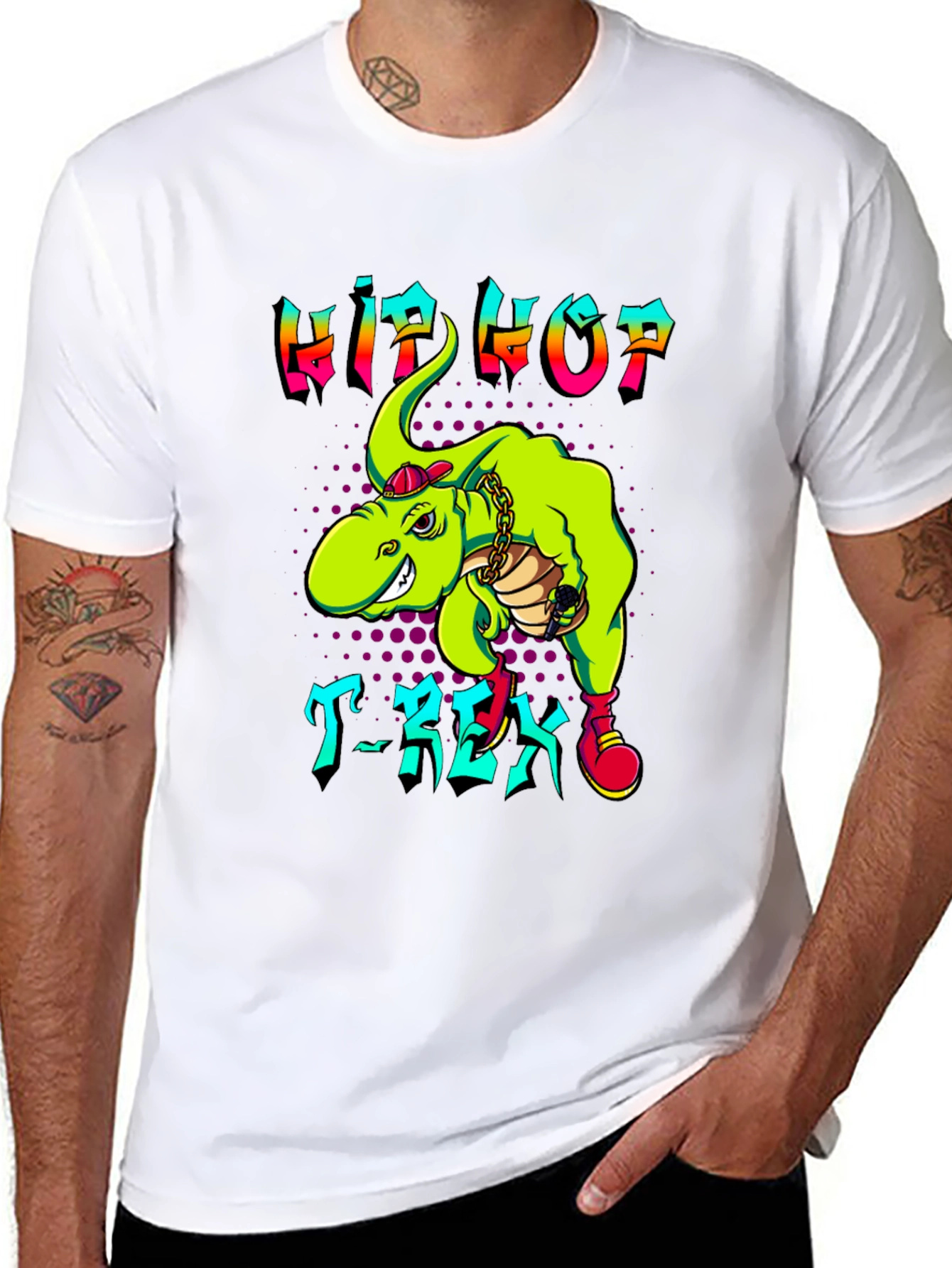 Black Hip Hop T-Rex Graphic Tee view 8