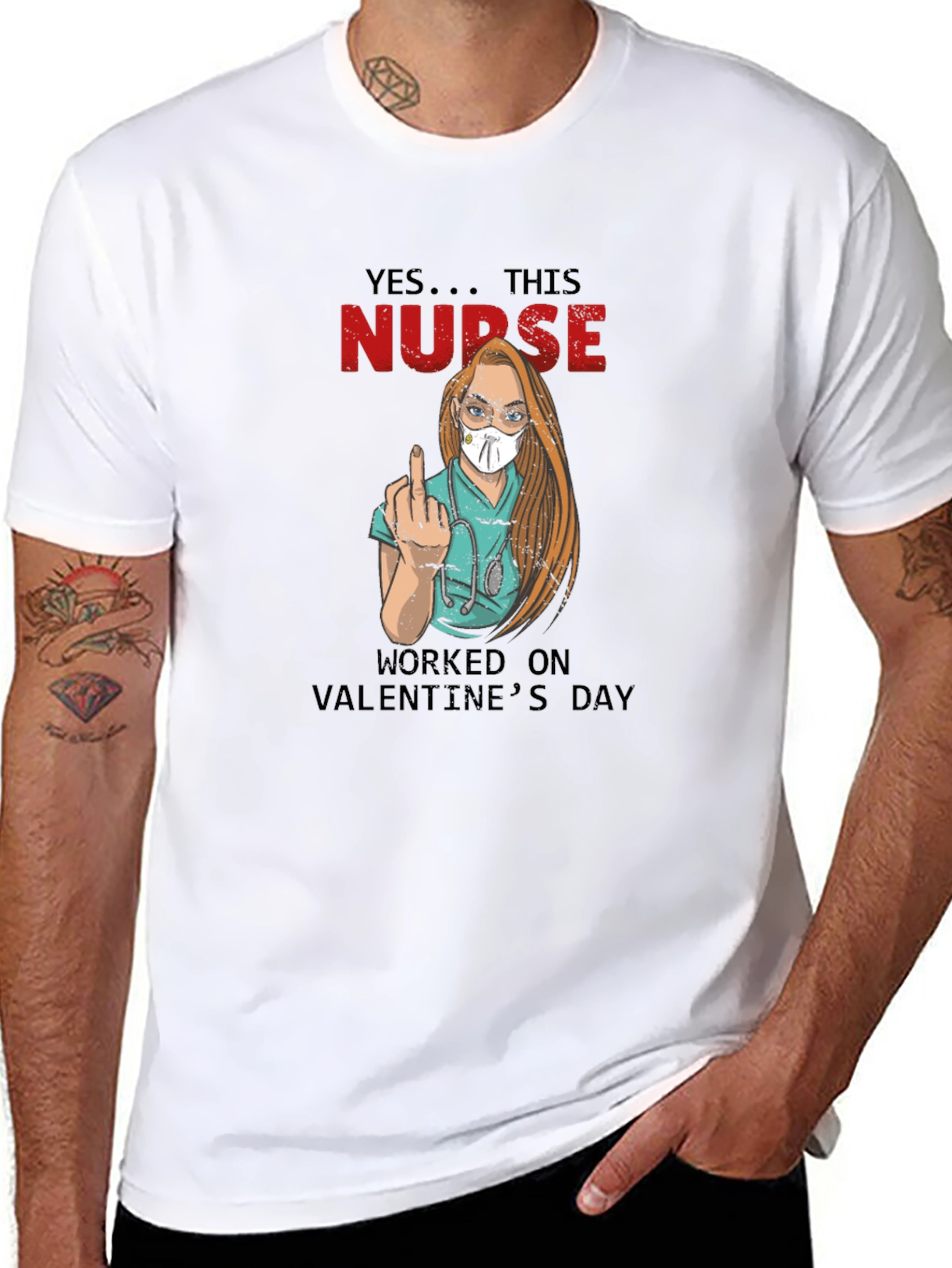 Black Valentine's Day Nurse T-Shirt view 8