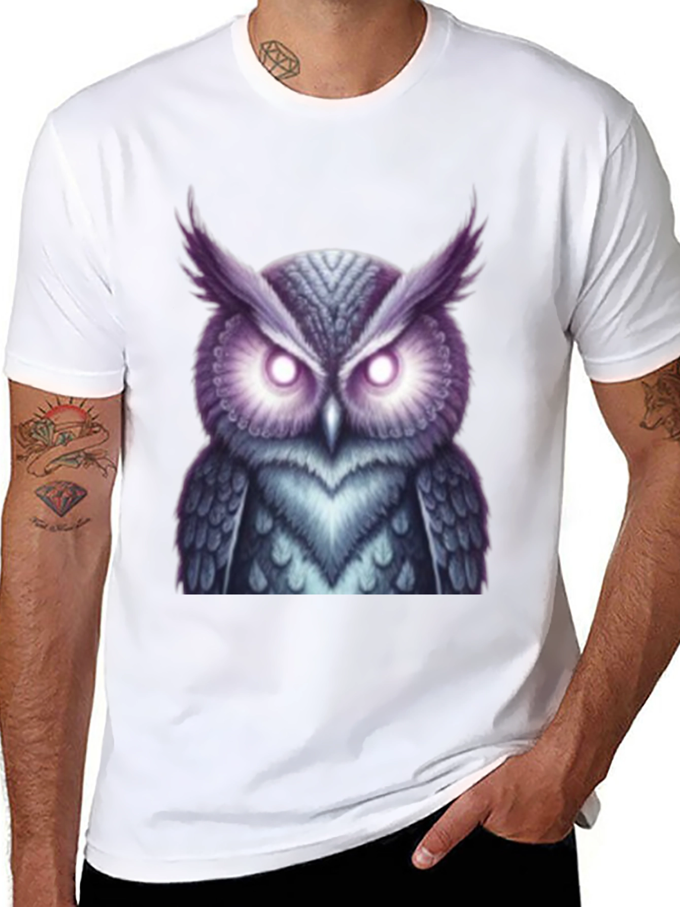 Mystic Owl Graphic Tee - Black Cotton - 8