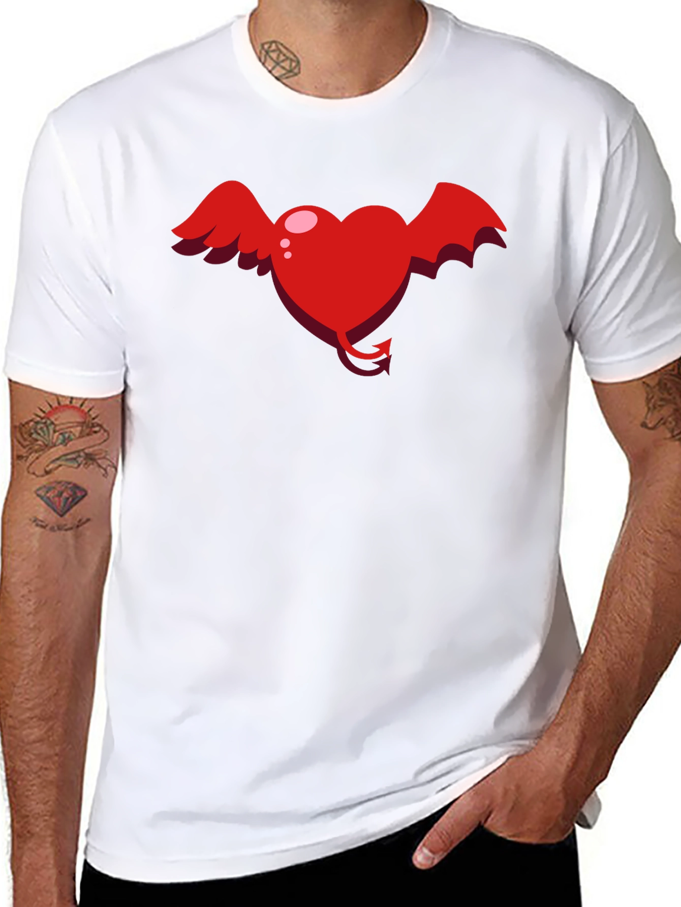 Black Heart Devil Winged Graphic Tee - Unisex view 8
