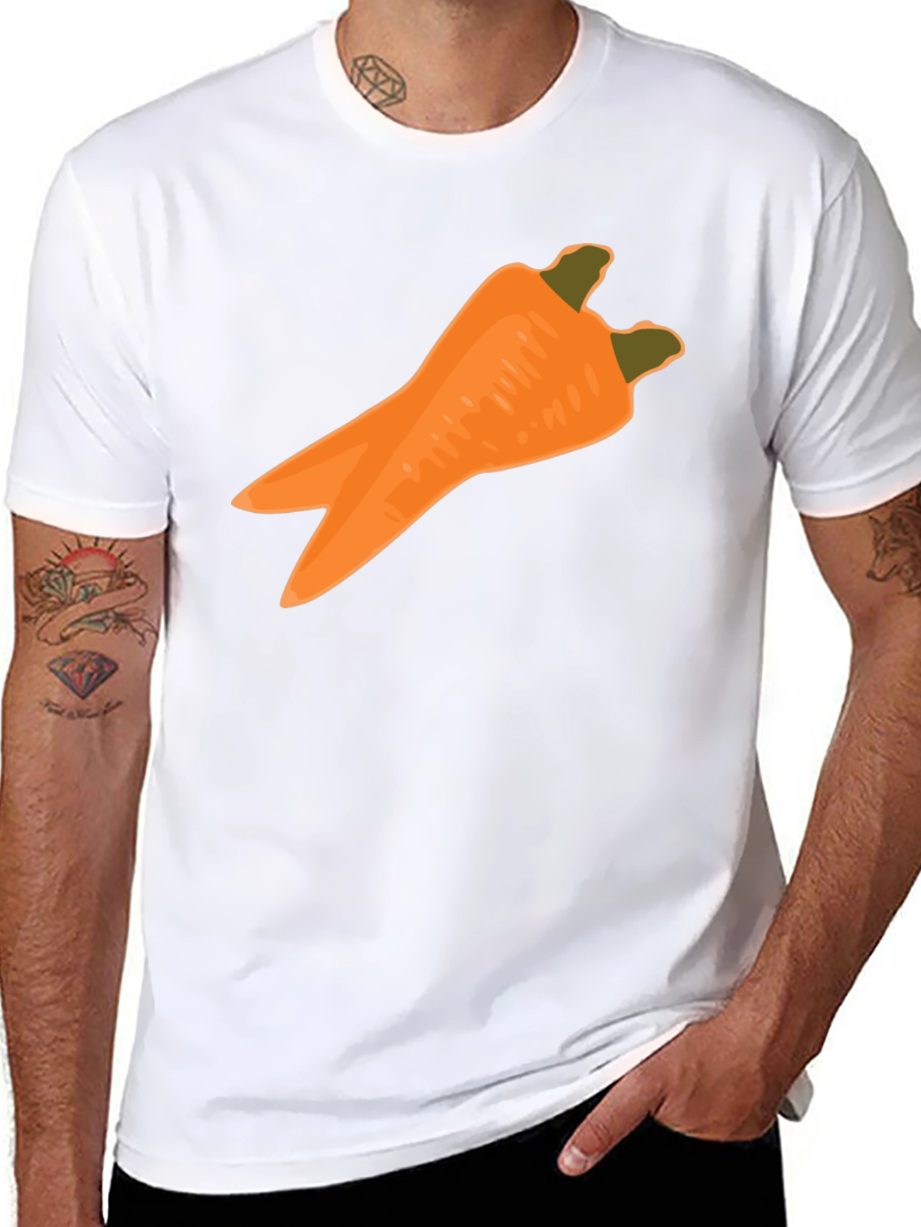 Black Funny Carrot T-Shirt: Unique Vegetable Graphic Tee for Men view 8