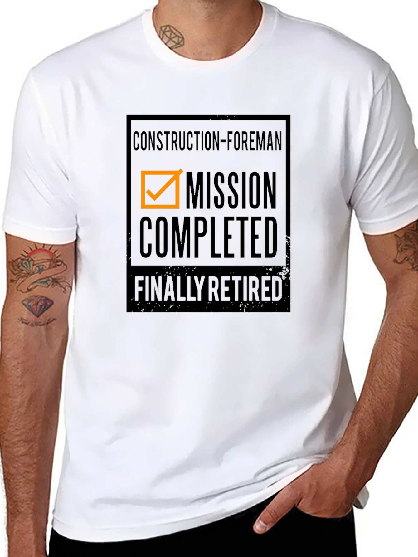 Black Construction Foreman Retirement T-Shirt: Mission Completed view 8