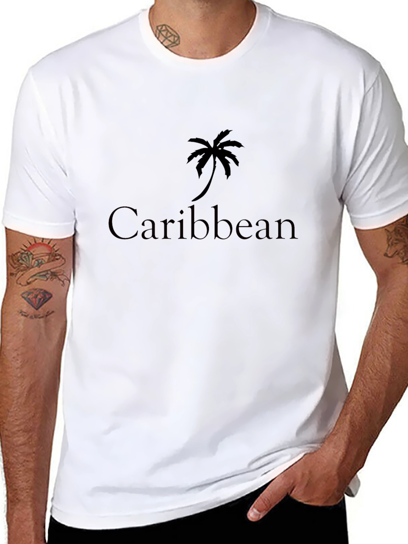 Black Caribbean Palm Tree Graphic Tee - Tropical Vibes! view 8