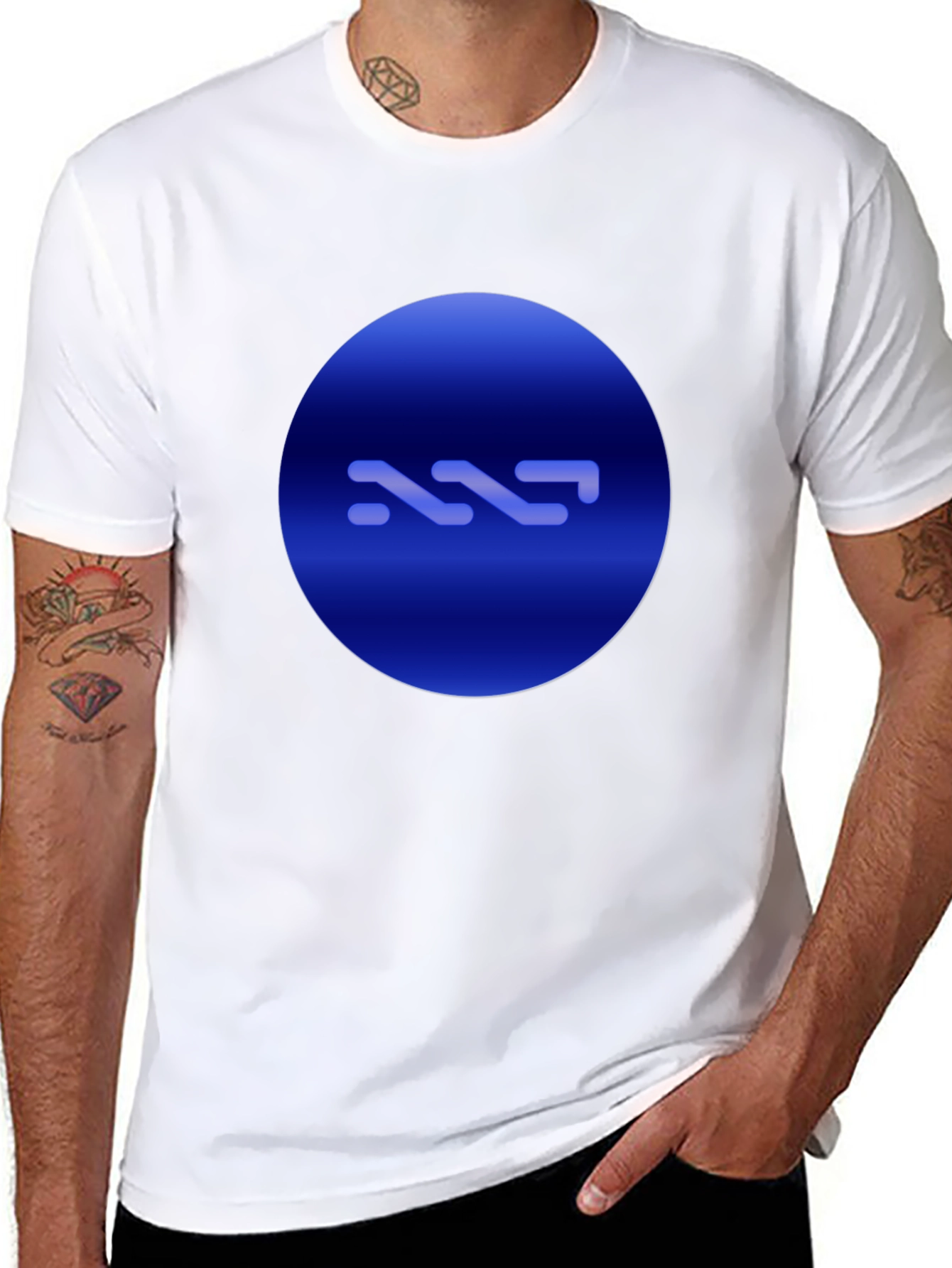 Black Modern Blue Circle Graphic Black T-Shirt view 8