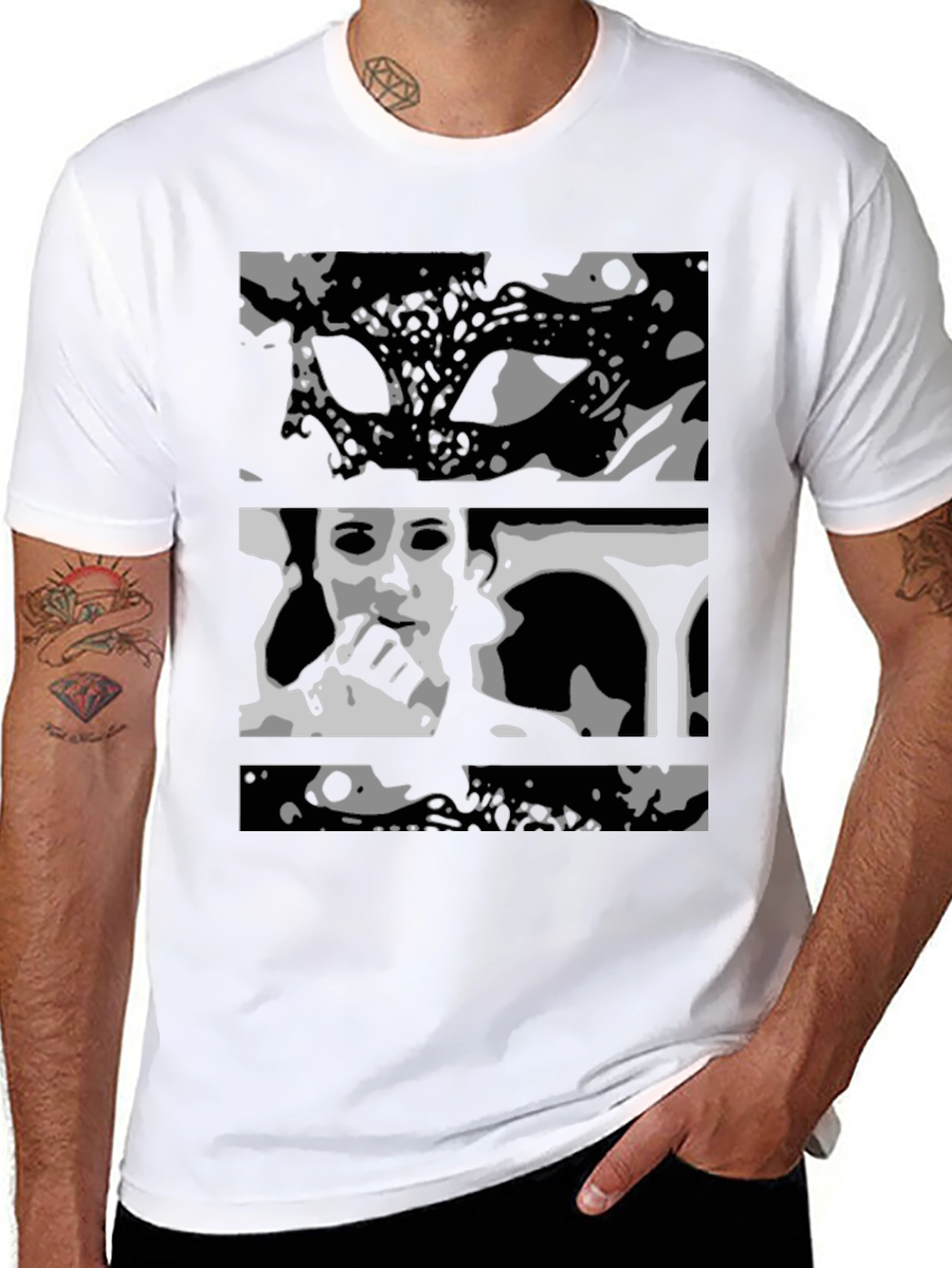 Black Abstract Black Graphic Print T-Shirt view 8