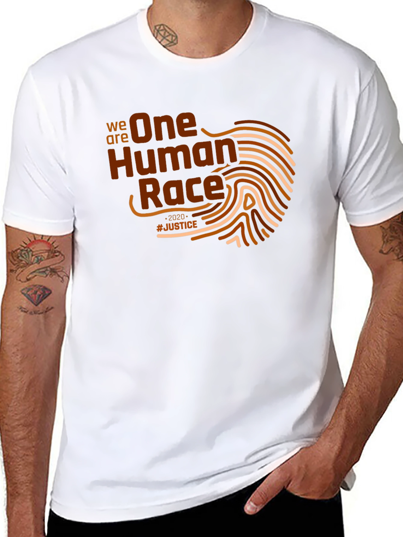 Black One Human Race Graphic T-Shirt - Justice view 8
