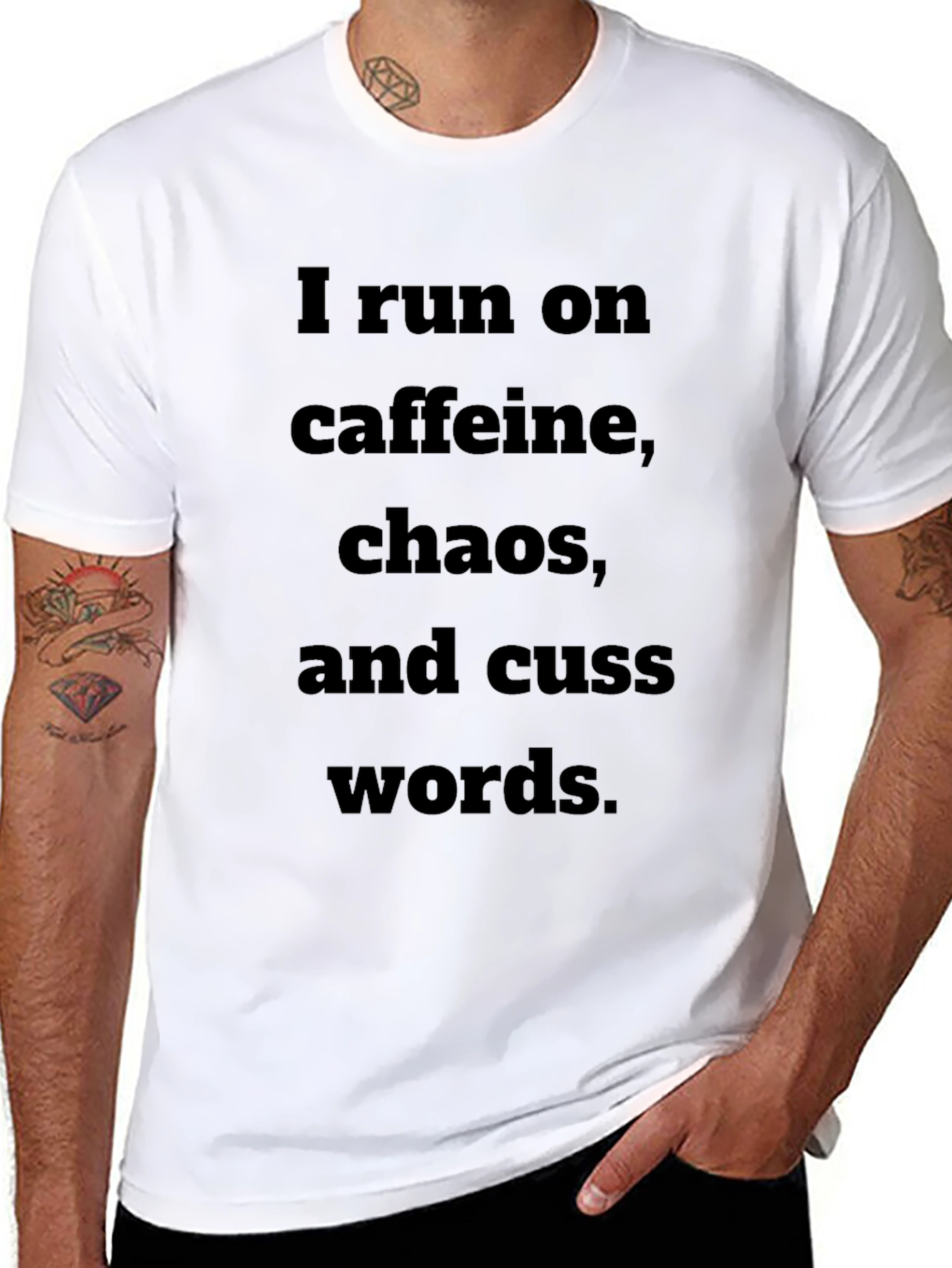 Black Caffeine Chaos Cuss Words T-Shirt view 8