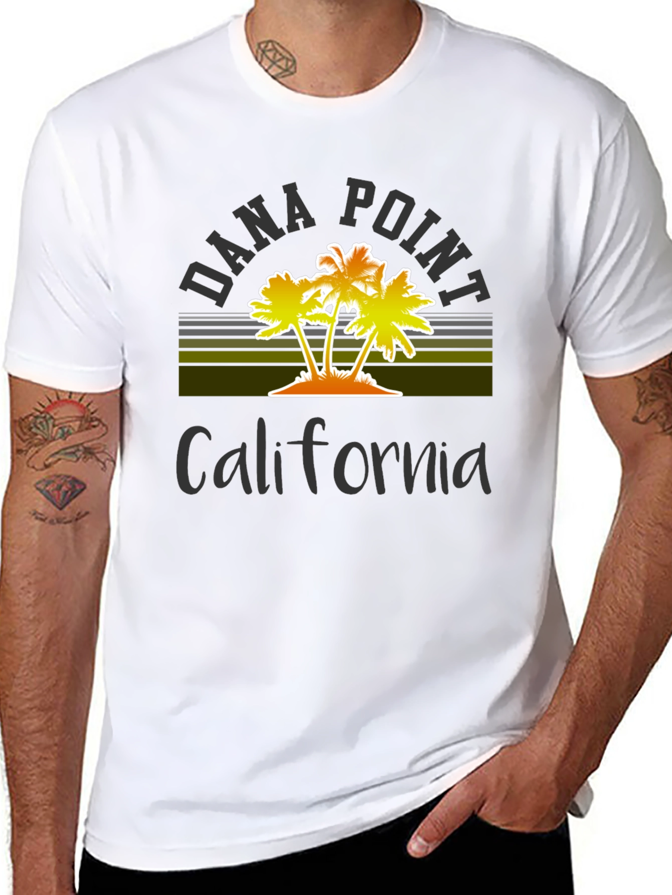 Black Dana Point California Palm Tree Graphic T-Shirt view 8