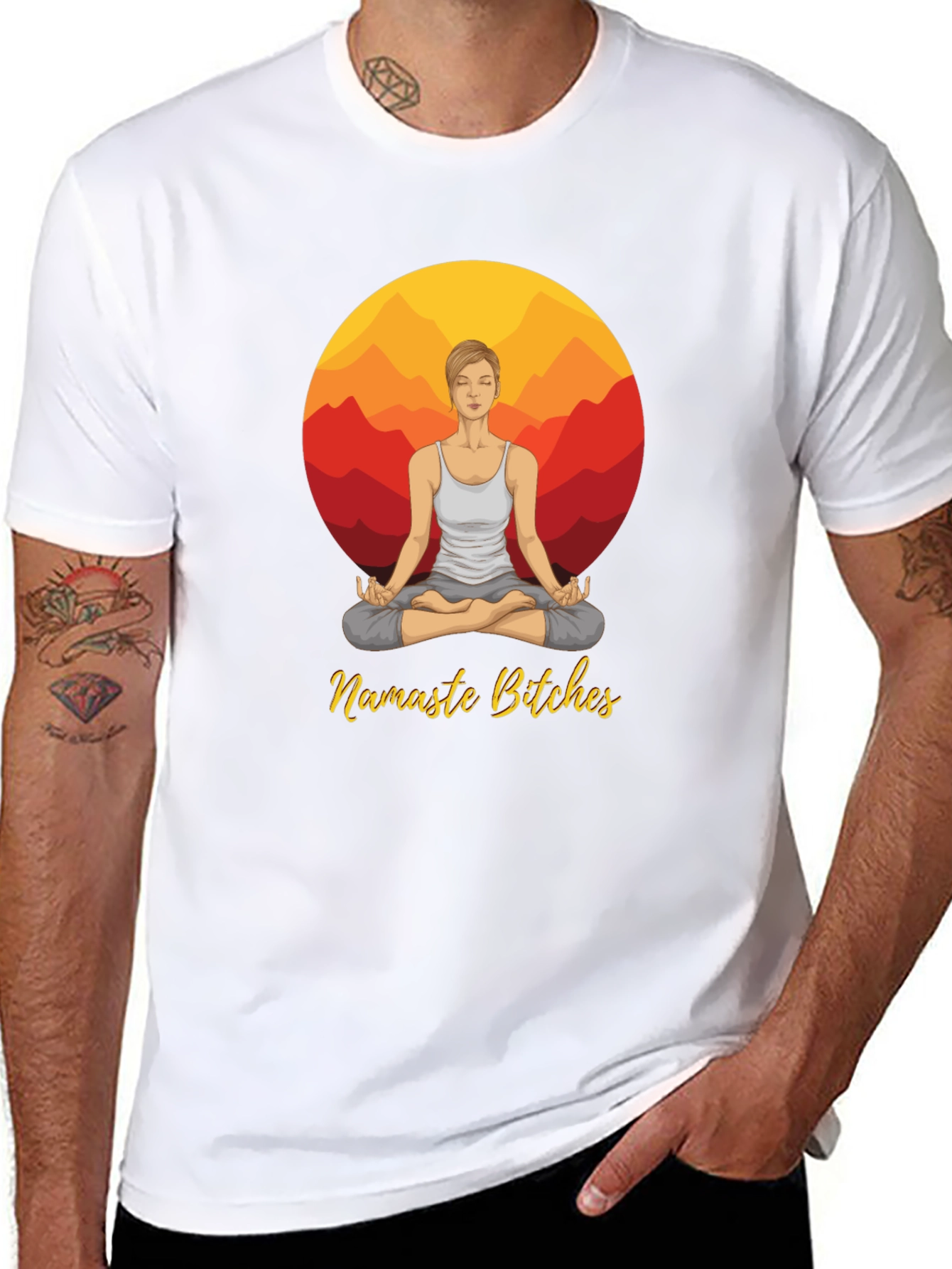 Black Namaste Bitches Yoga Tee view 8