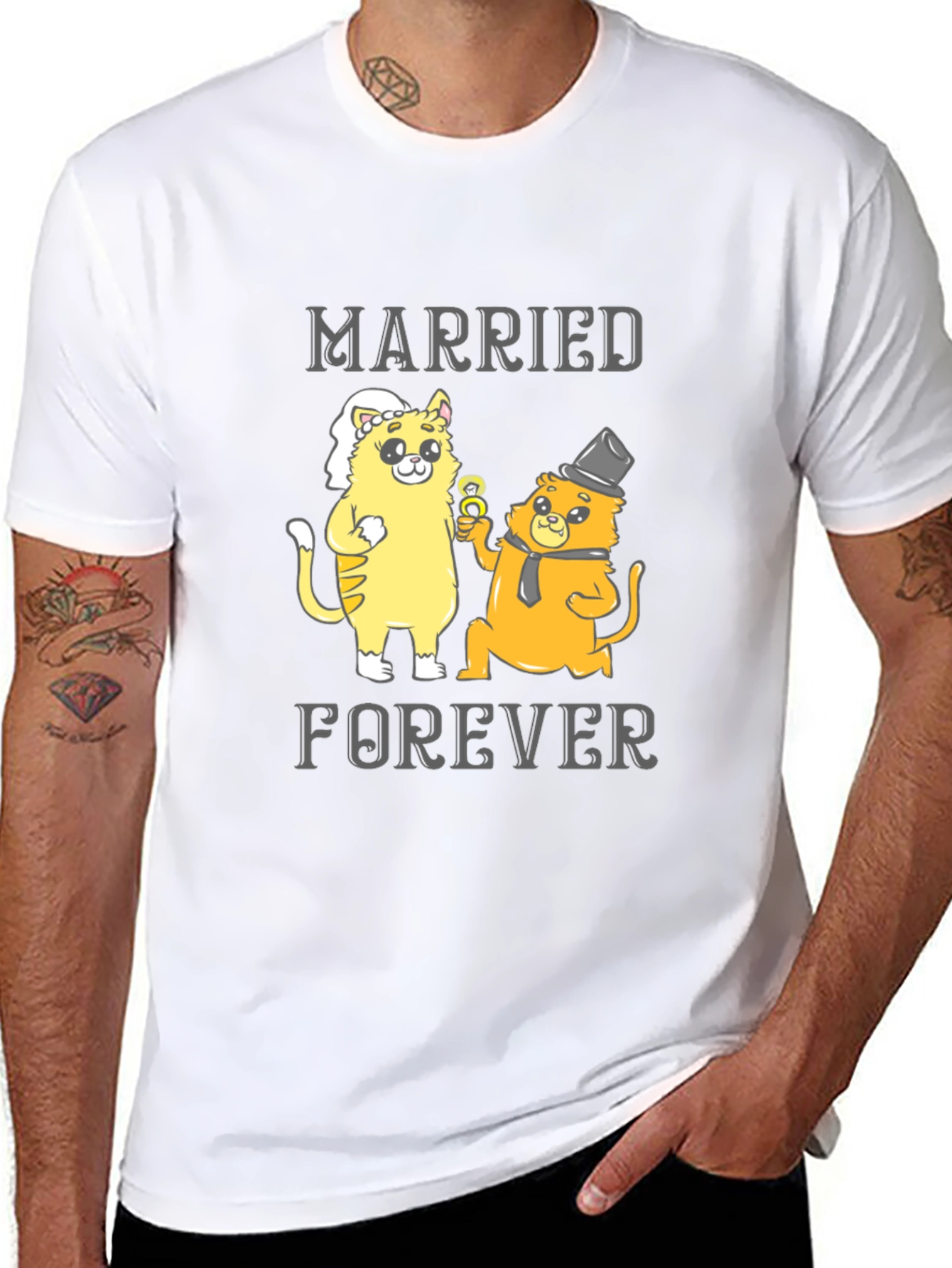 Black Married Forever Cats T-Shirt view 8