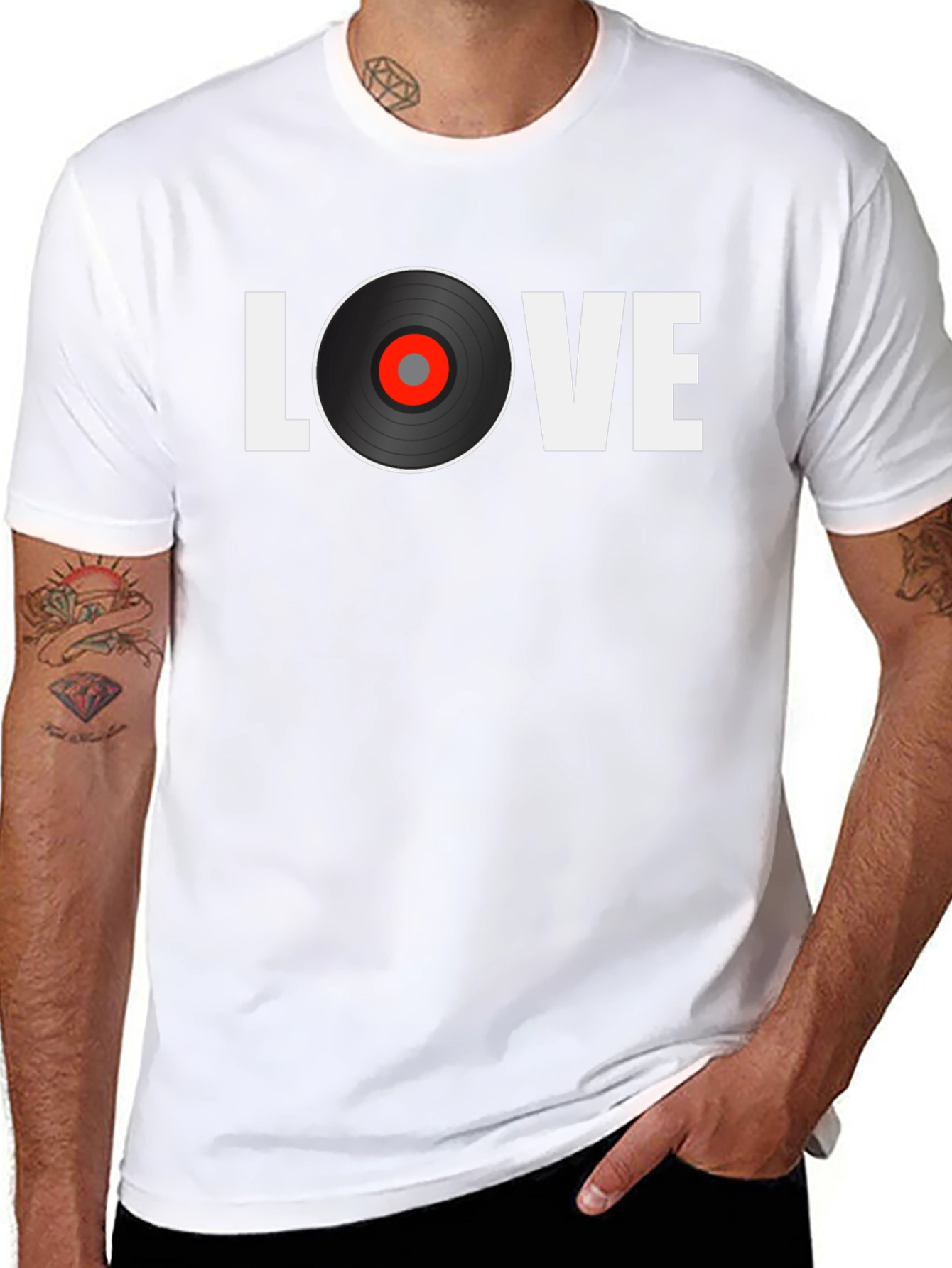 Black Love Vinyl Record Graphic T-Shirt view 8