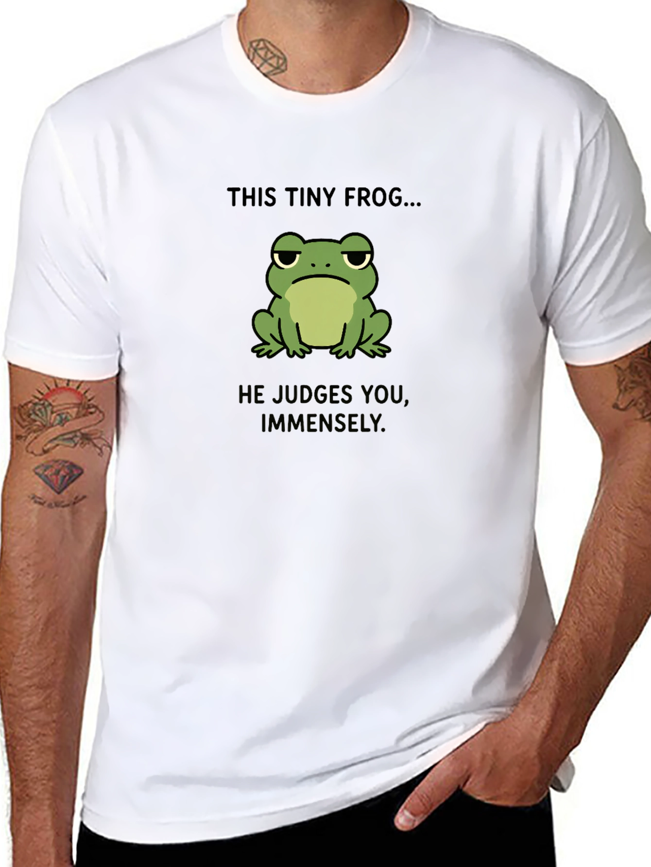 Black Tiny Frog Judge T-Shirt - Funny Graphic Tee view 8