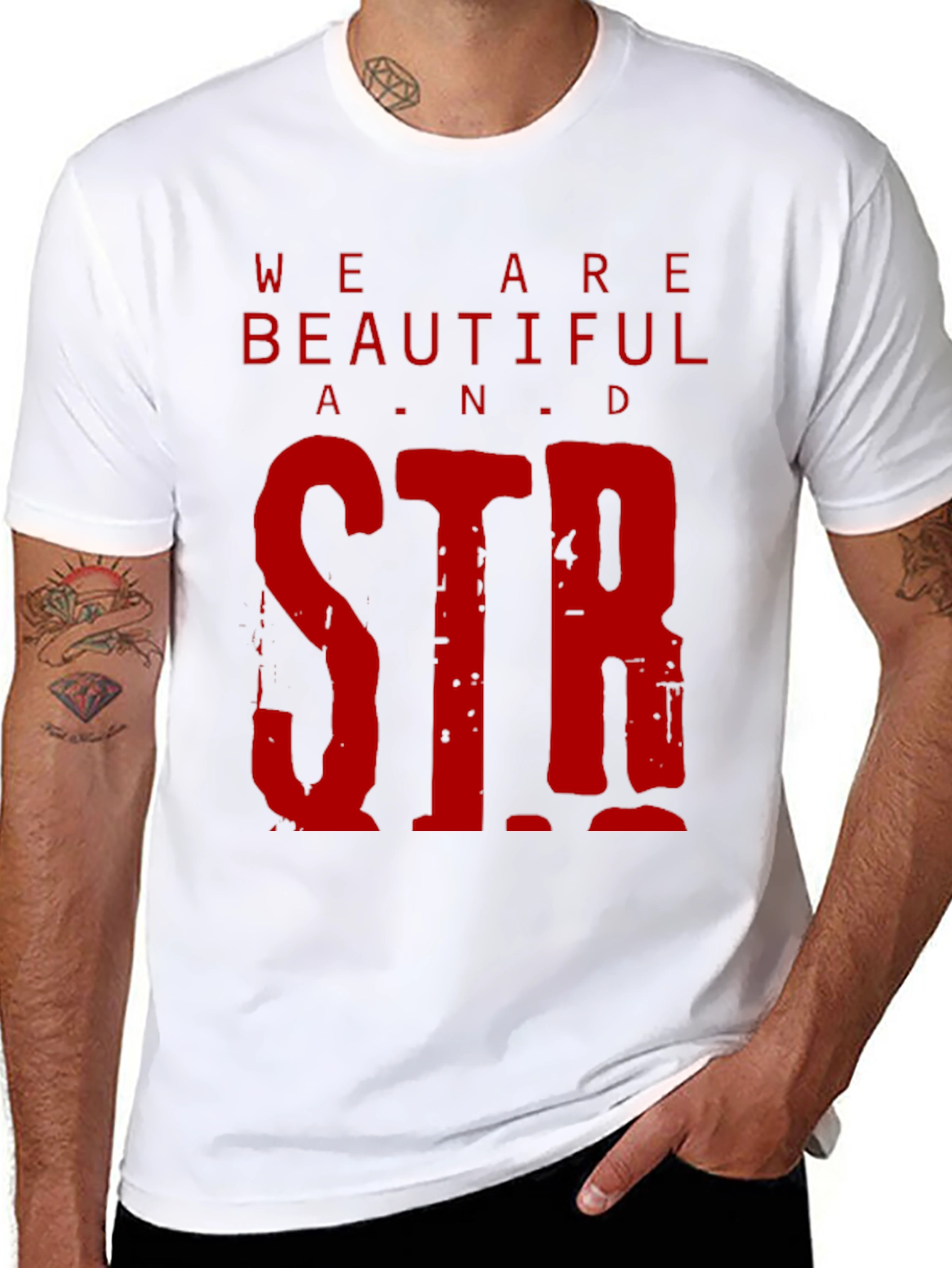 Black We Are Beautiful & Strong Graphic Tee view 8