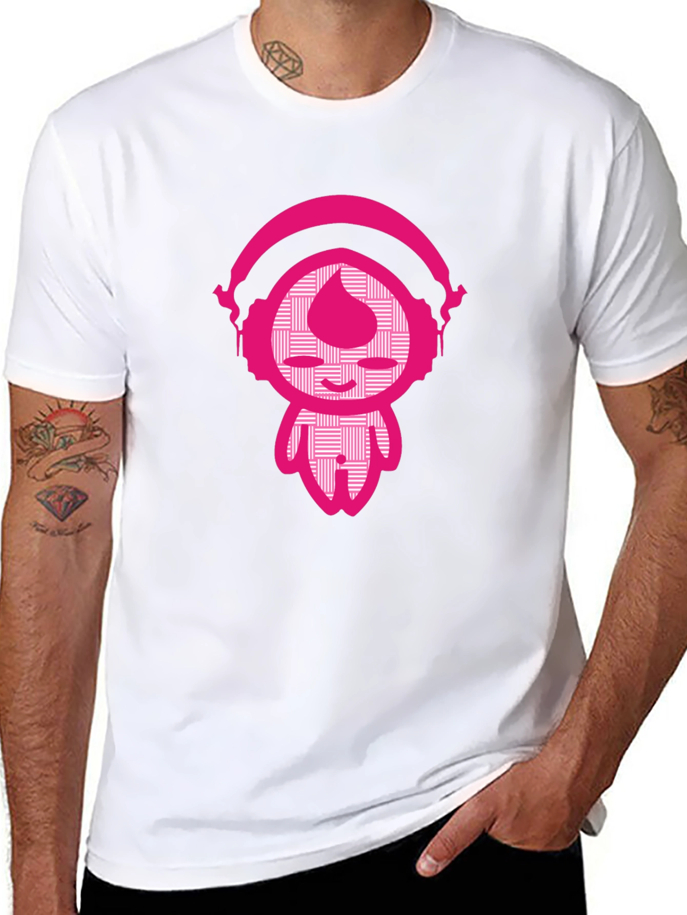 Black Funky Pink DJ Graphic Black T-Shirt view 8