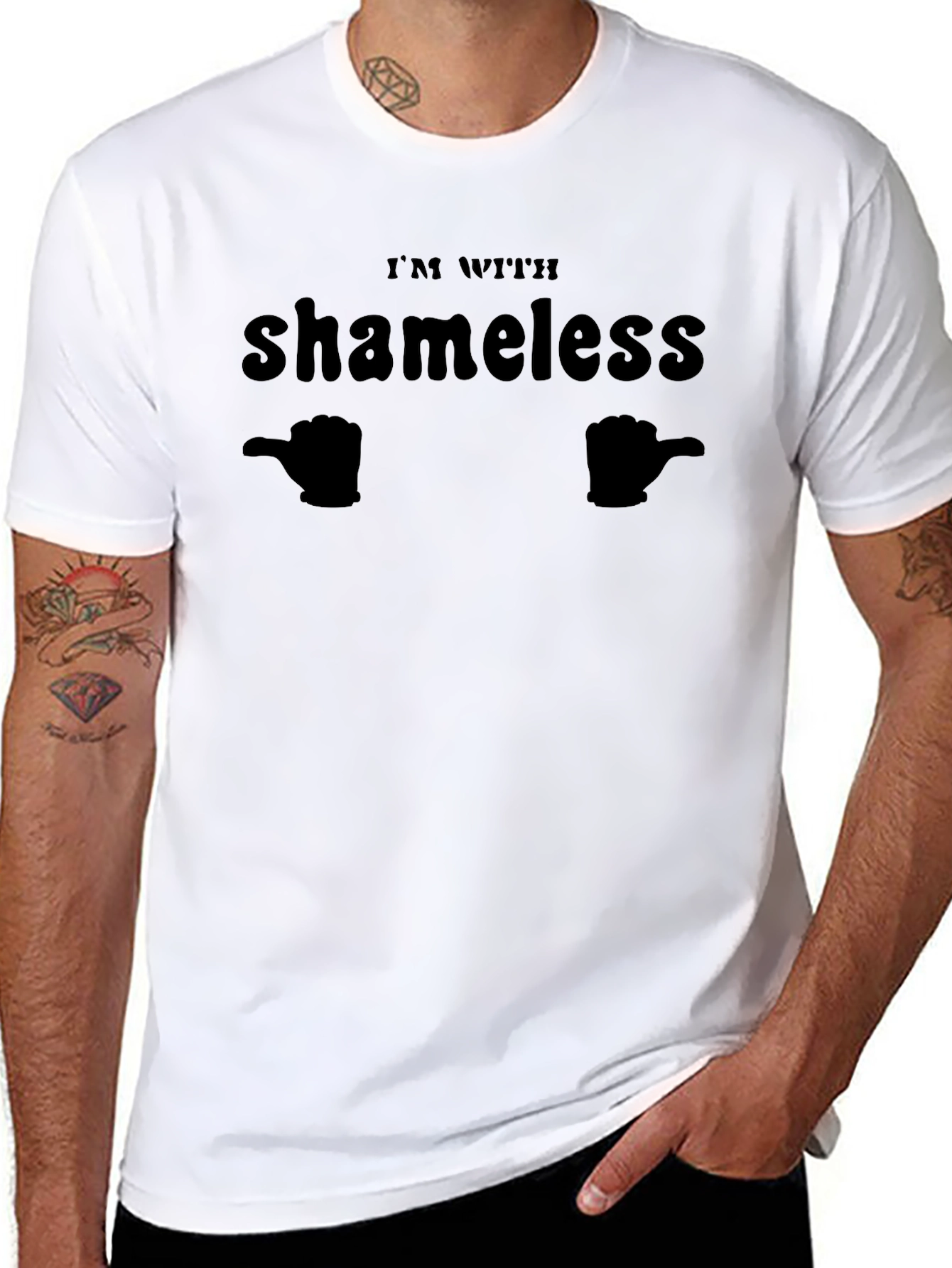 Black I'm With Shameless Funny Humor Black T-Shirt view 8
