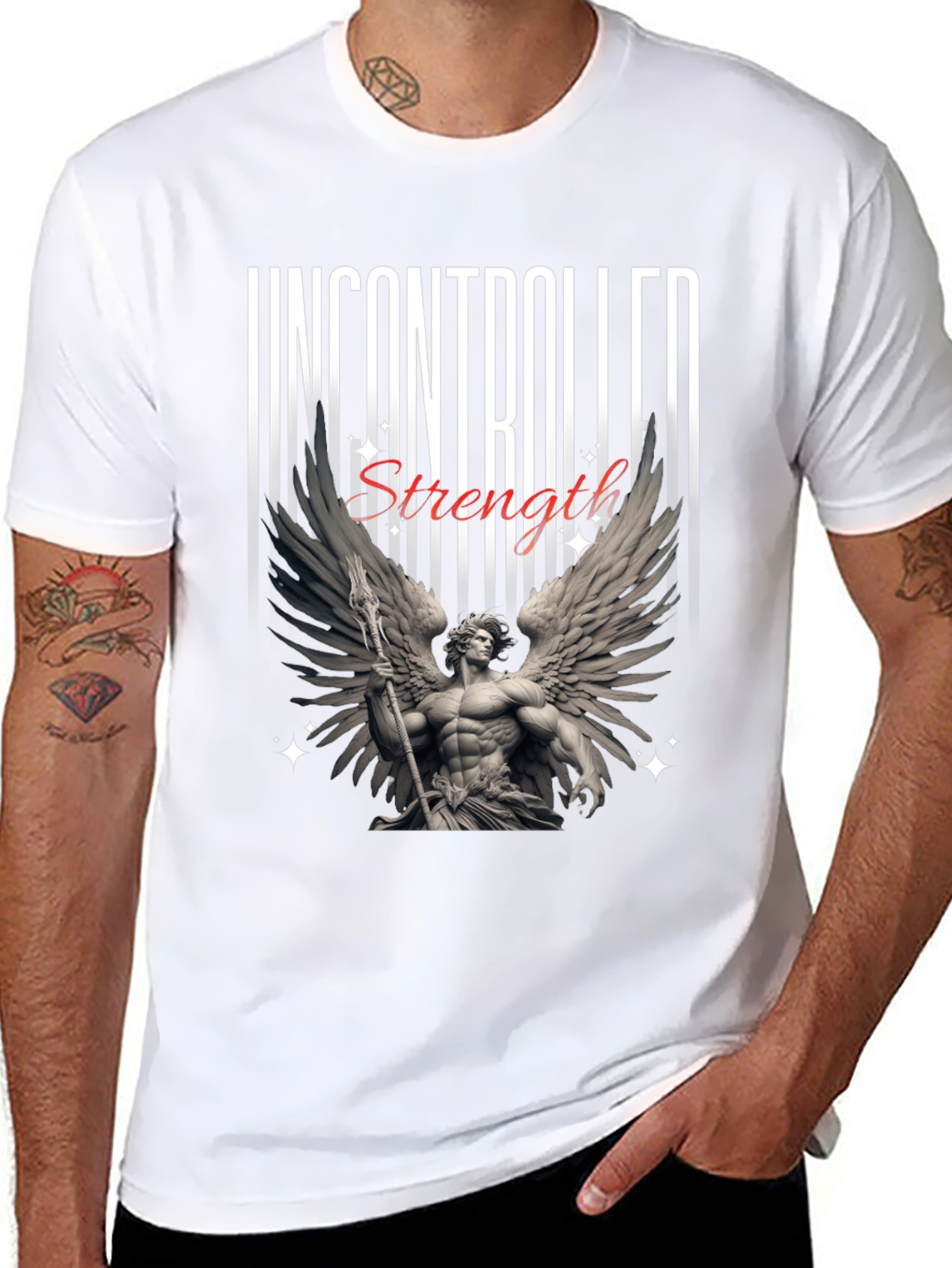 Black Uncontrolled Strength Graphic T-Shirt view 8