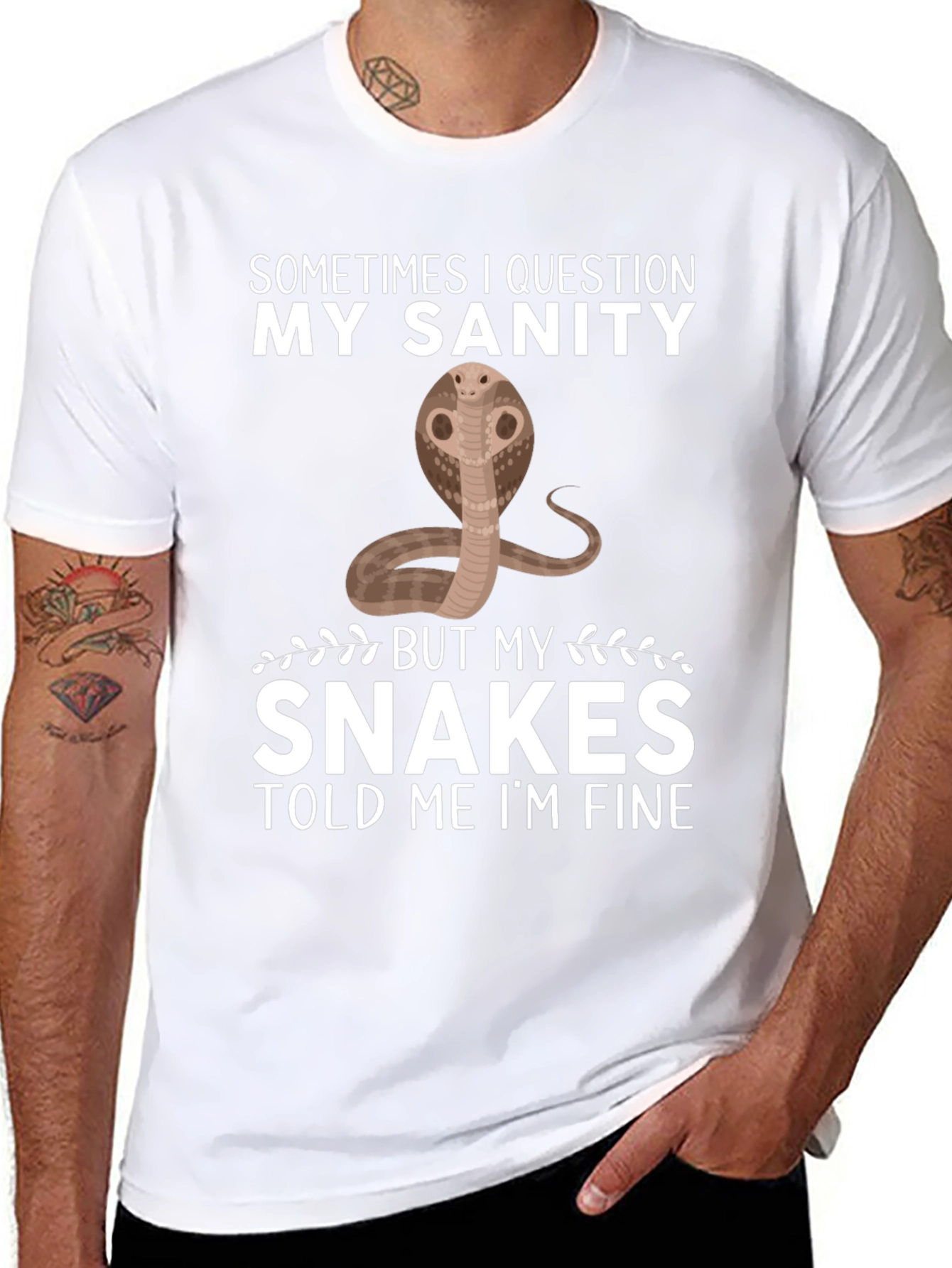 Black Funny Snake T-Shirt: My Sanity Told Me I'm Fine view 8