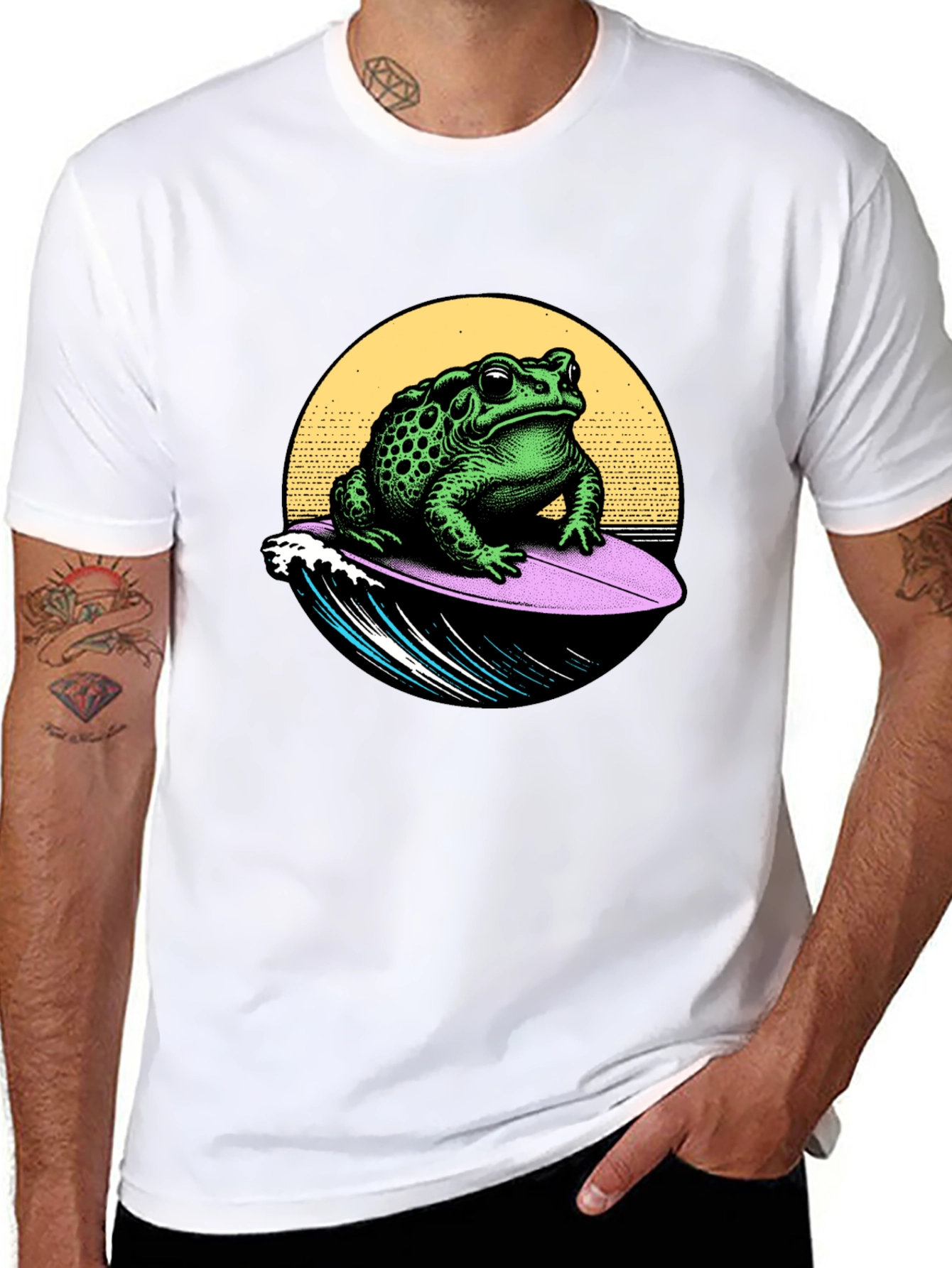 Black Surfing Toad Graphic T-Shirt - Black view 8