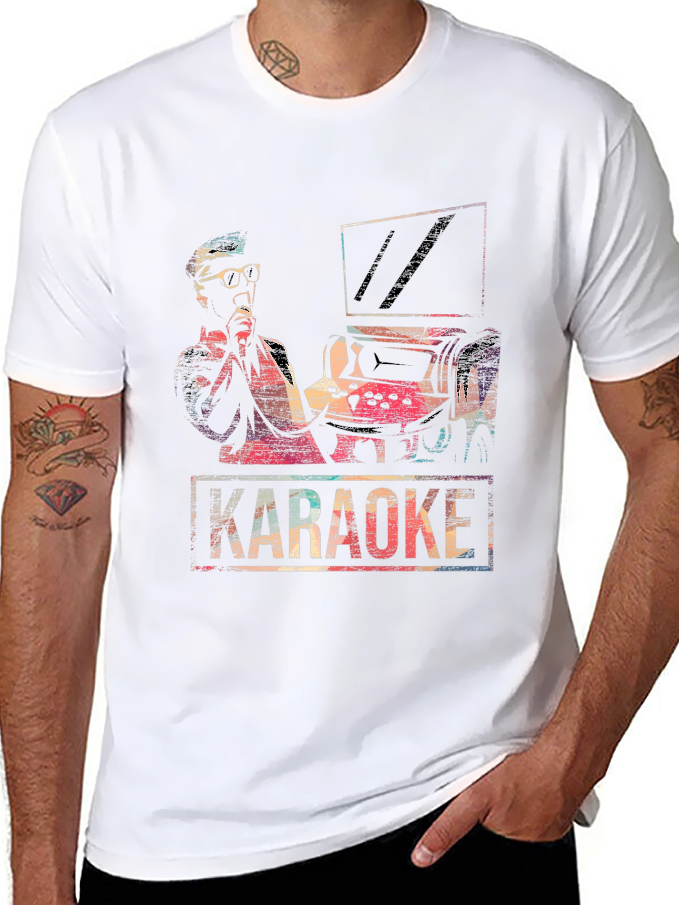 Black Retro Karaoke T-Shirt - Vintage Music Design view 8