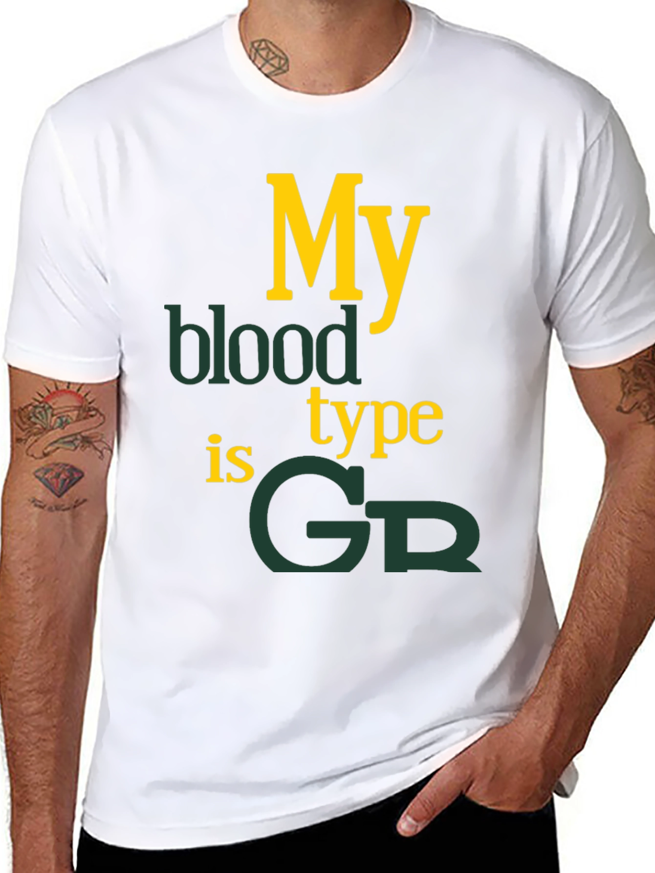 Black My Blood Type is GR Graphic T-Shirt view 8