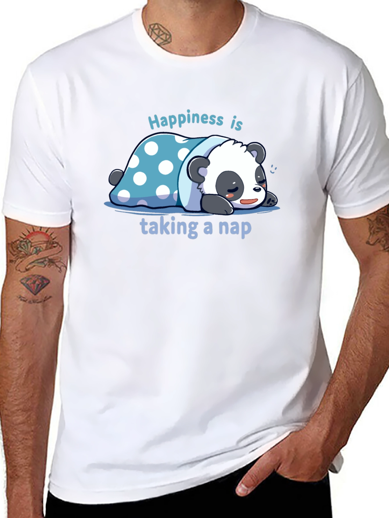 Black Cute Panda Nap T-Shirt view 8