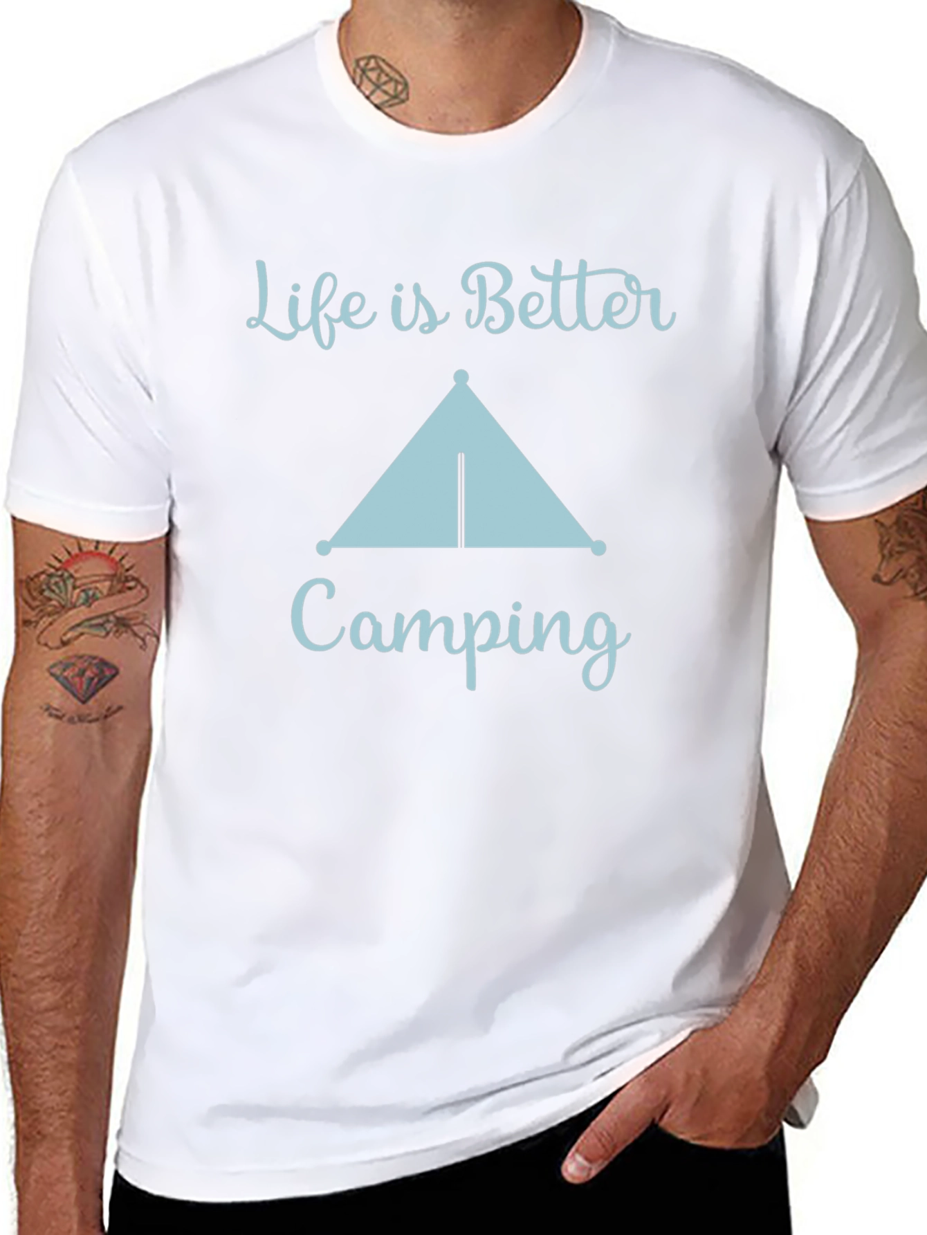 Black Life Is Better Camping Graphic Tee view 8