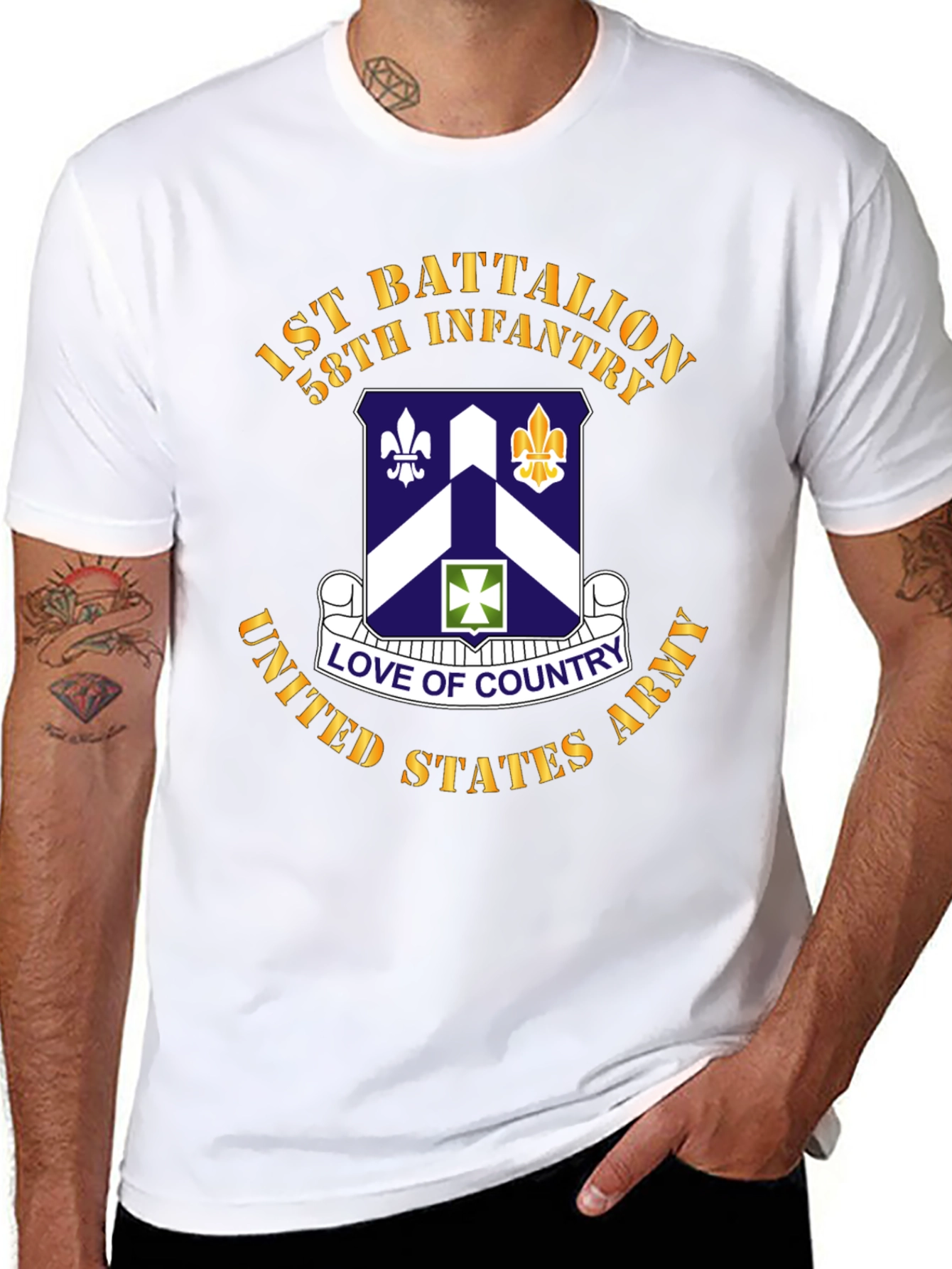 Black 1st Battalion 58th Infantry T-Shirt view 8