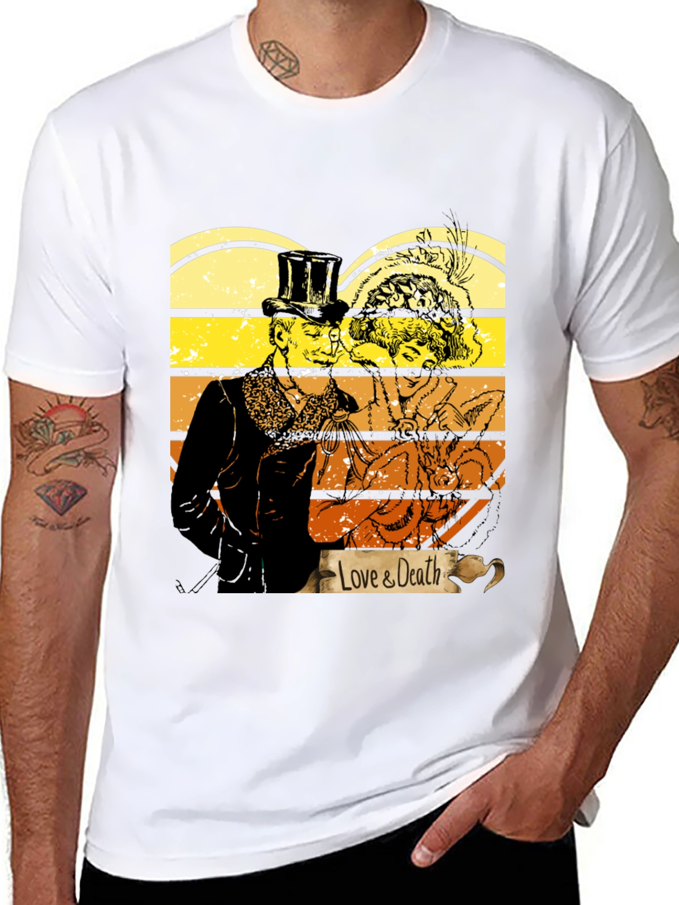 Black Love & Death Graphic T-Shirt - Vintage Style Tee view 8