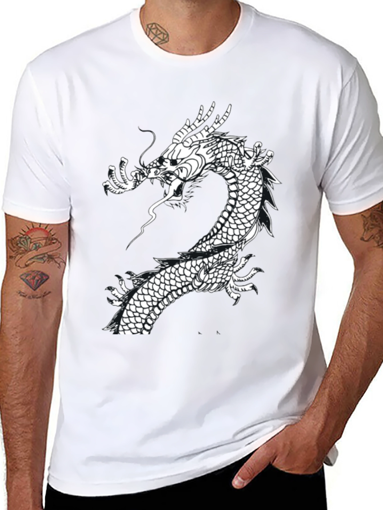Black Dragon Graphic Tee - Black Cotton T-Shirt view 8