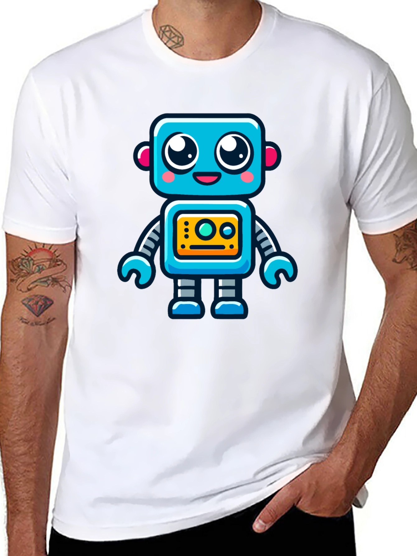 Black Fun Robot Graphic T-Shirt - Black view 8