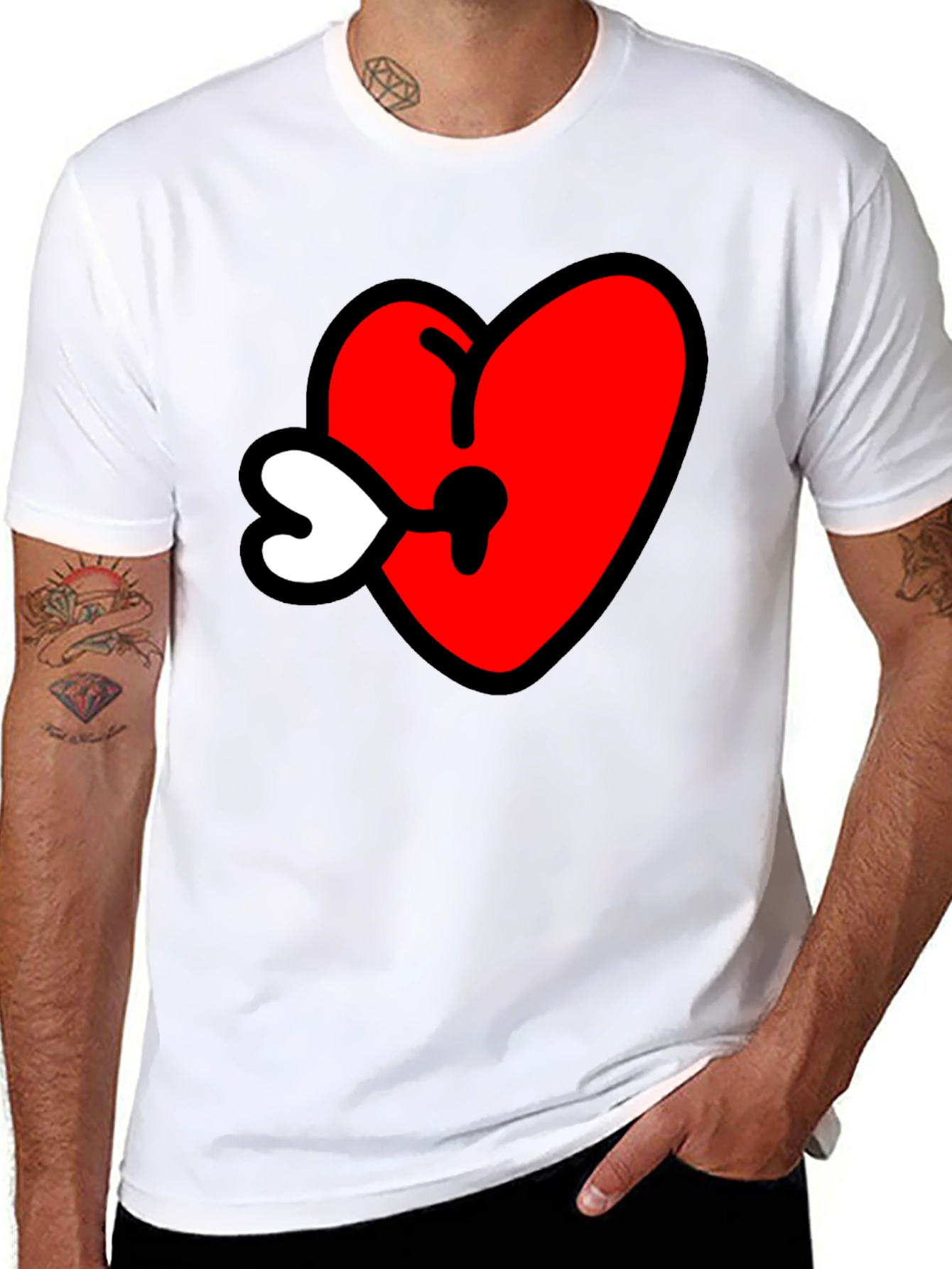 Black Heart Keyhole Graphic Tee - Black view 8