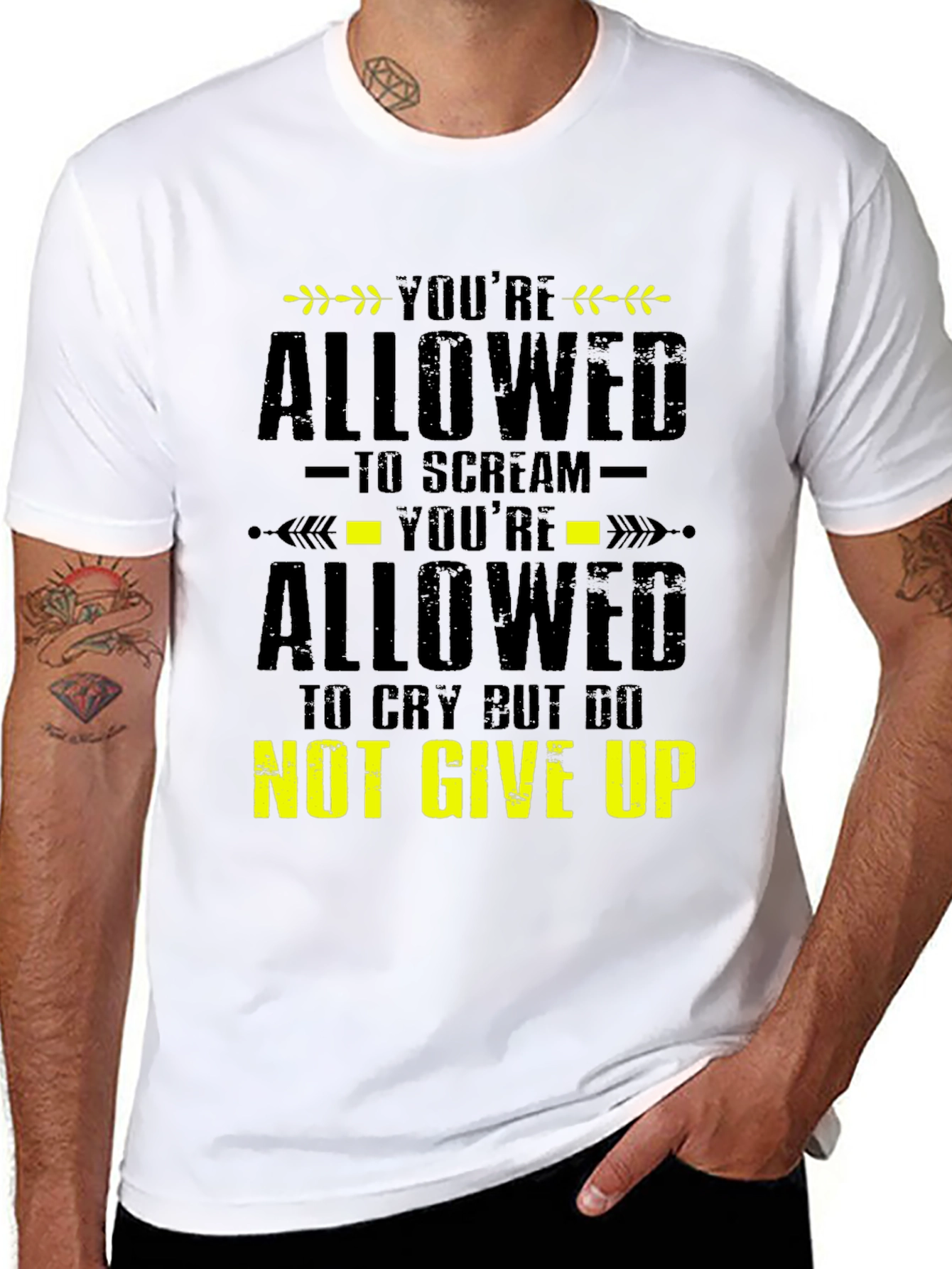 Black Motivational Graphic Tee - You're Allowed to Scream view 8