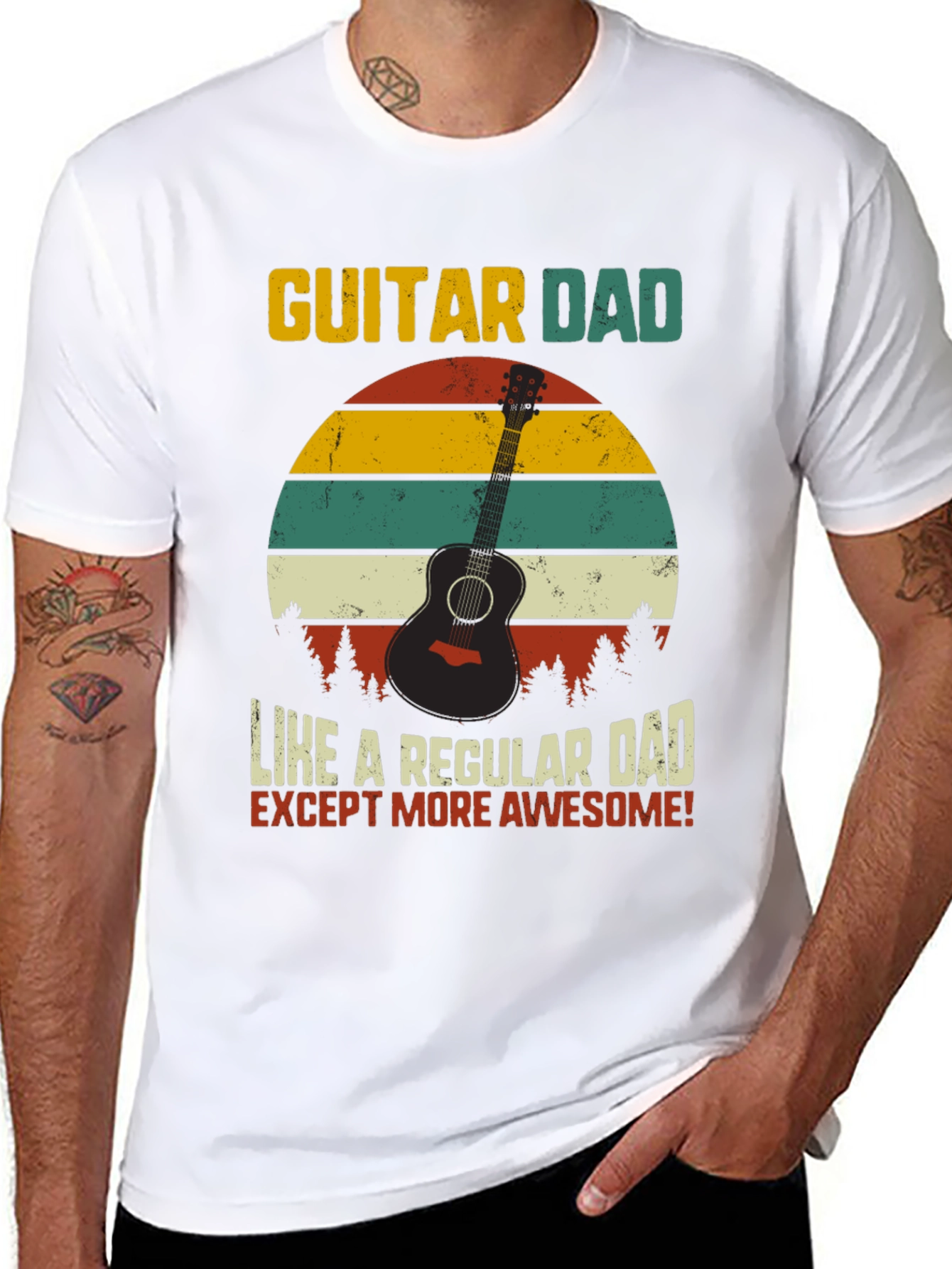 Black Guitar Dad Awesome T-Shirt view 8