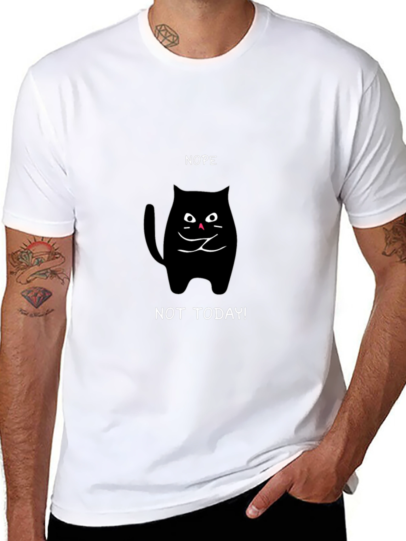 Black Nope Not Today Cat T-Shirt - Black view 8