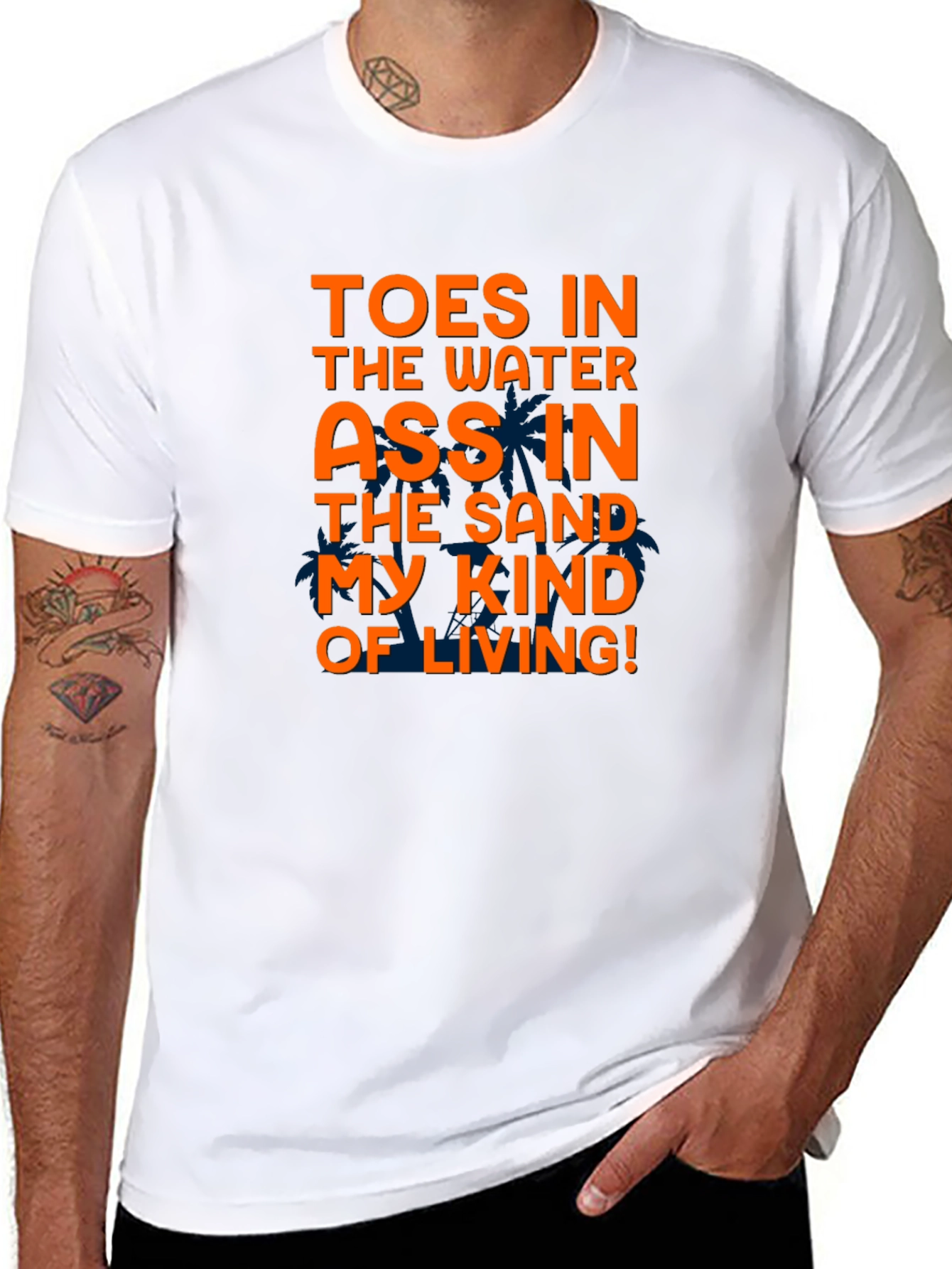 Black Toes in Water Graphic Tee - Black Crew Neck T-Shirt view 8