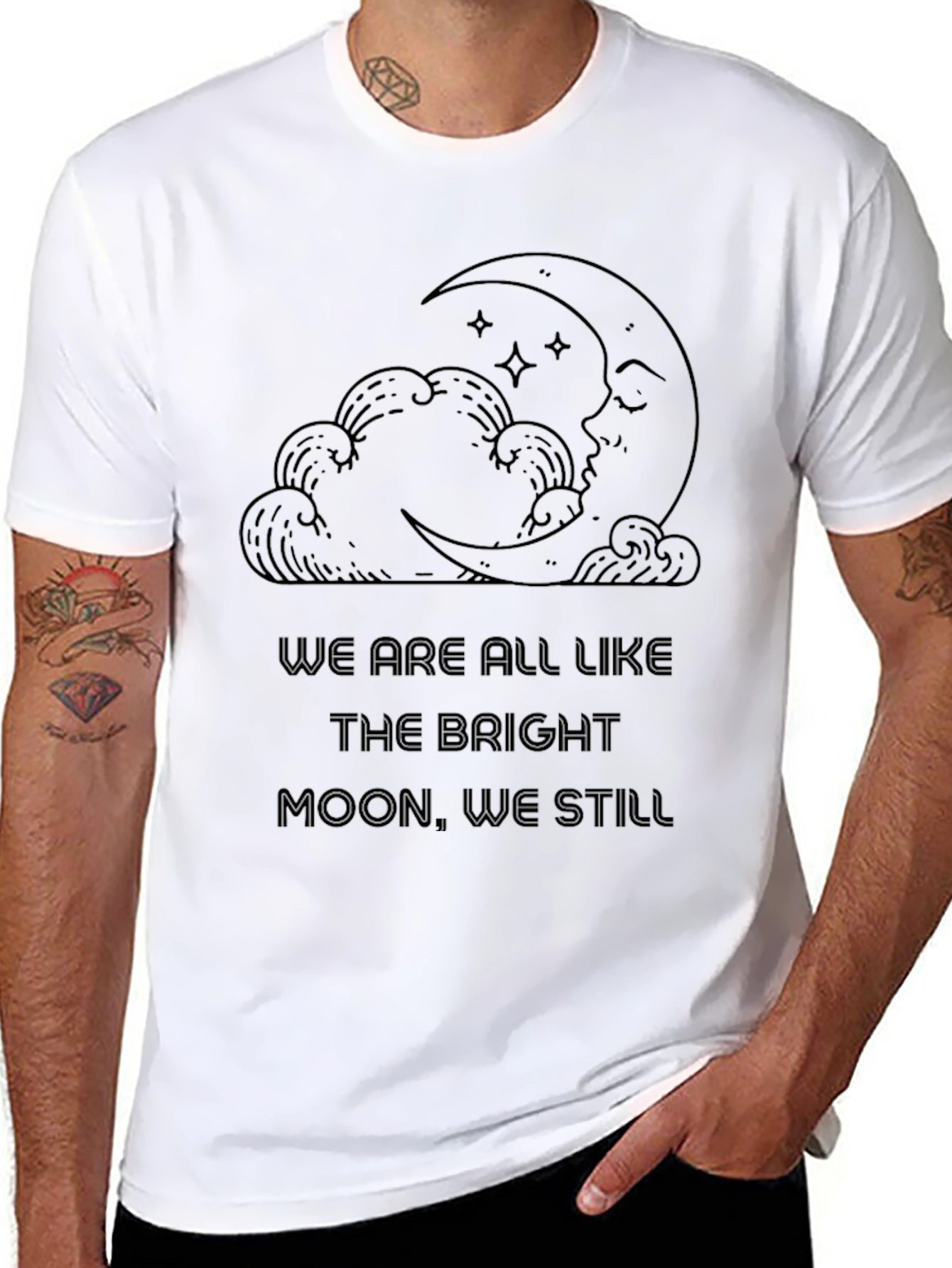 Black Moon & Stars Graphic T-Shirt - Inspirational Design view 8
