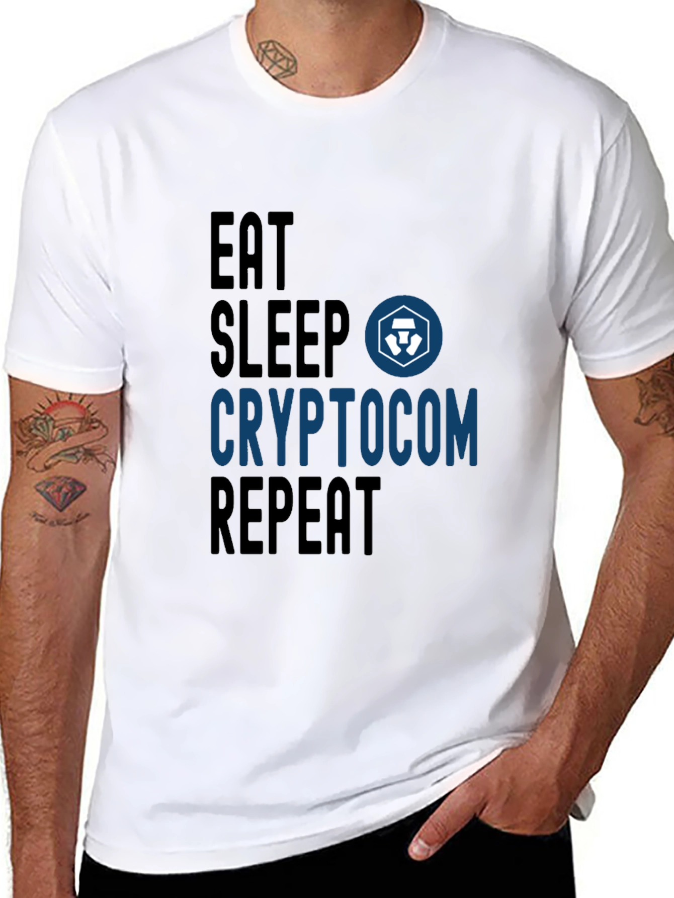 Black Crypto.com Eat Sleep Repeat T-Shirt view 8