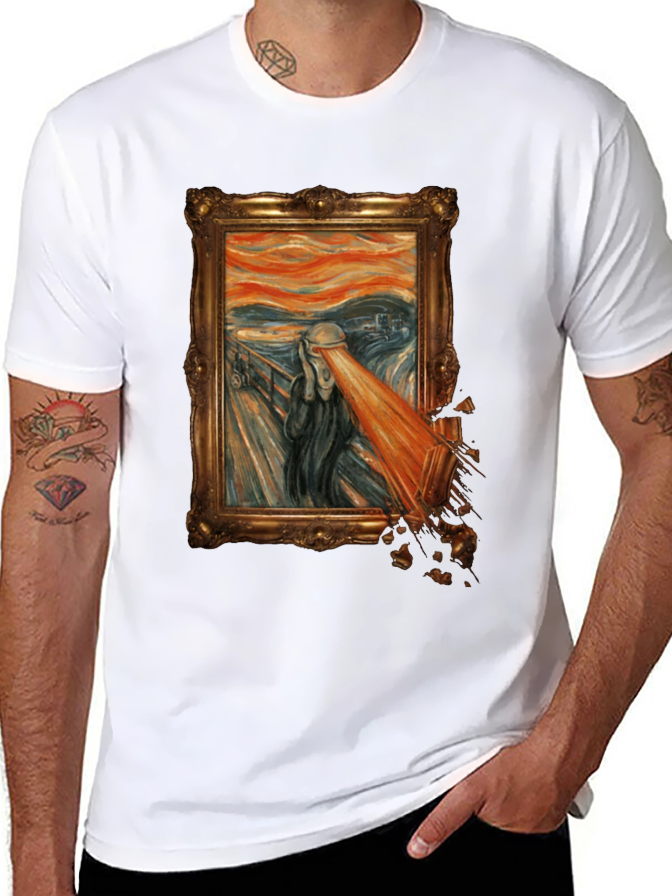 Black The Scream Parody Graphic Tee - Unique Art T-Shirt view 8