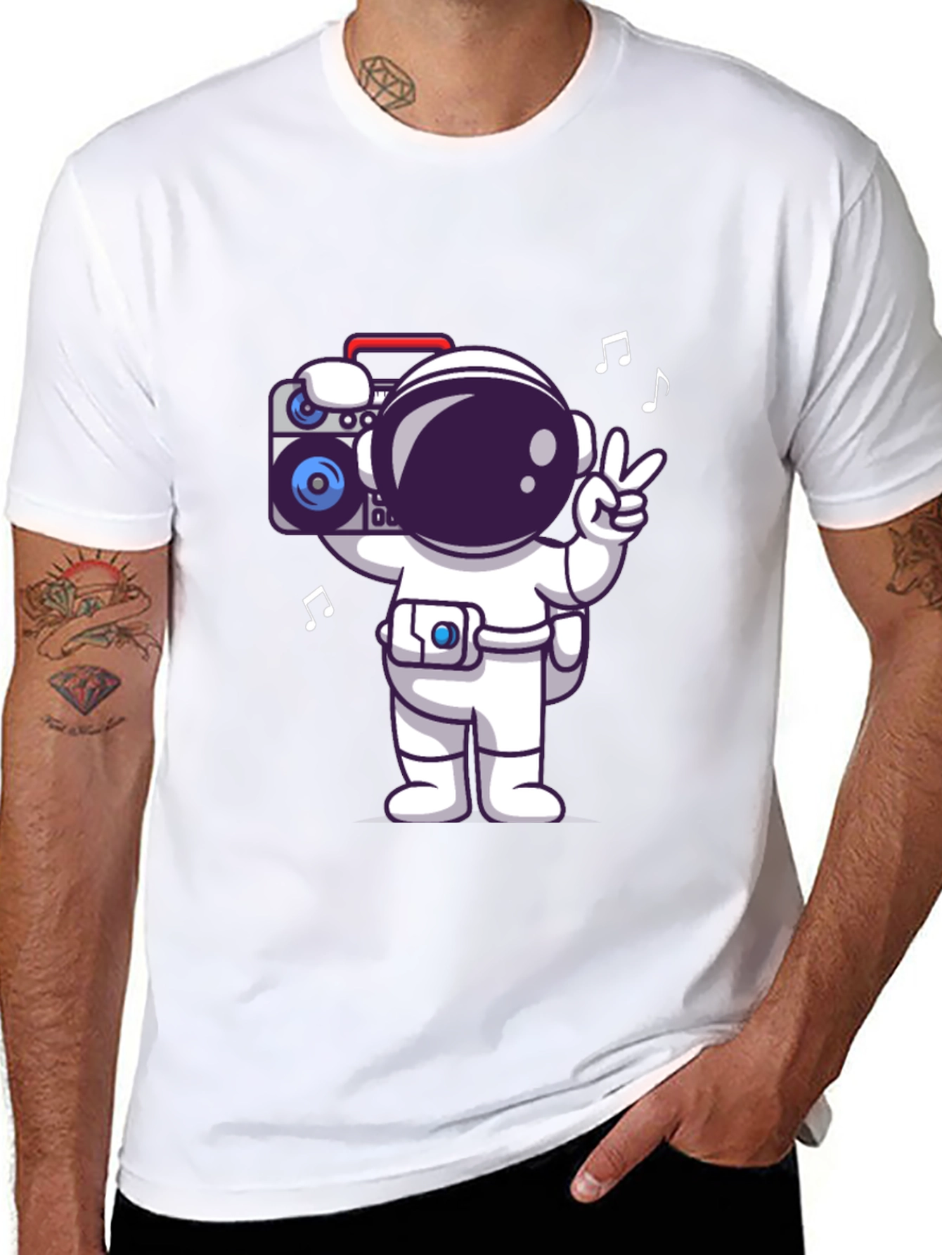 Black Astronaut Boombox Graphic Tee - Black view 8