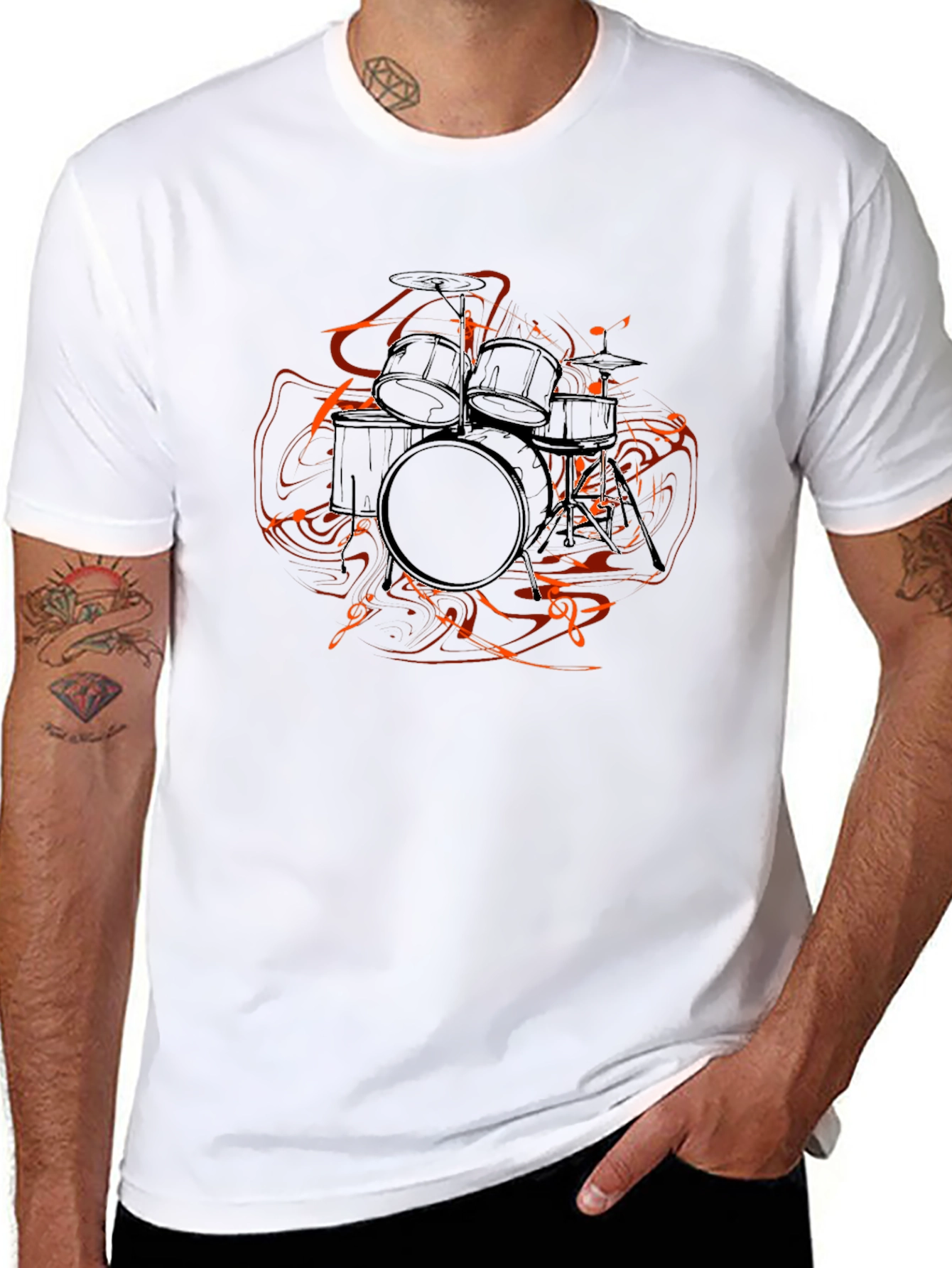 Black Drum Kit Graphic Tee - Black view 8