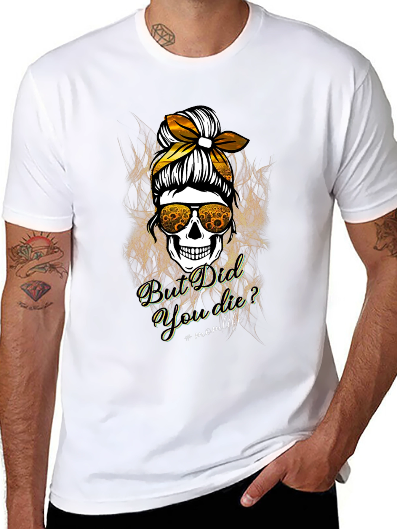 Black But Did You Die? Mom Life Skull T-Shirt view 8