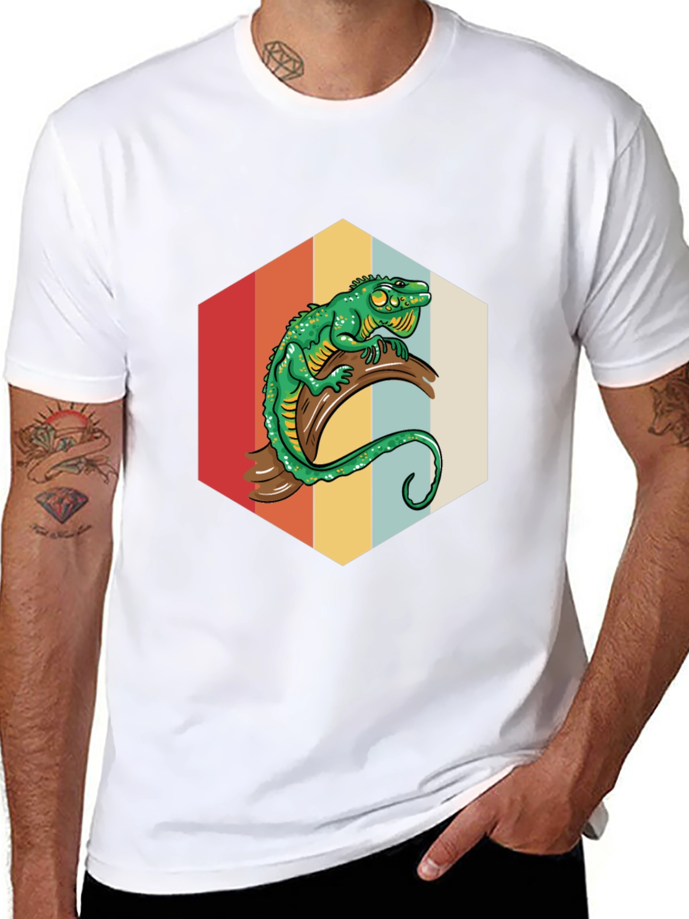 Black Retro Lizard Graphic Tee - Cool Reptile Design view 8